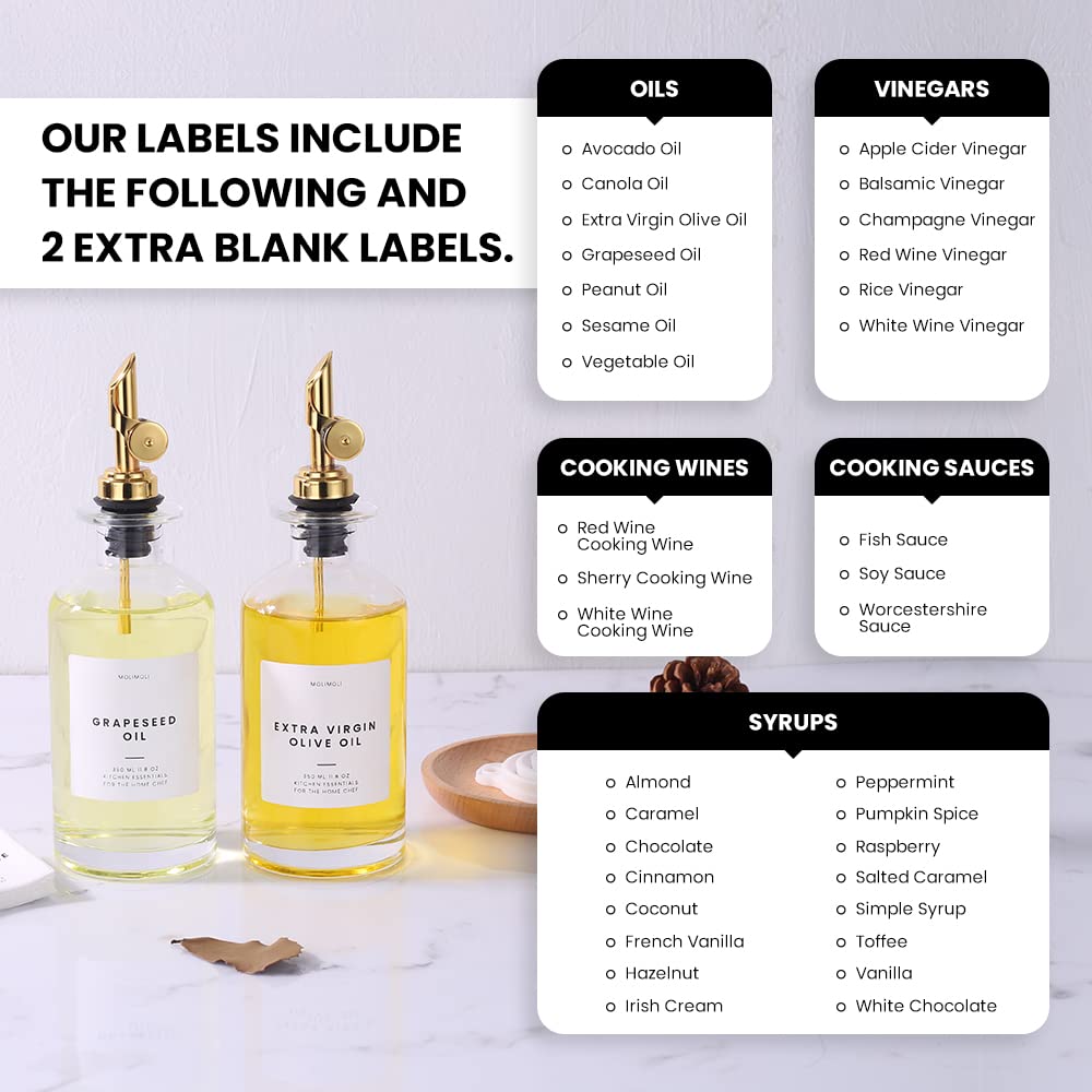 Olive Oil Dispenser Bottles for Kitchen with Pourer - Oil and Vinegar Dispenser Set, Glass Dispenser for Kitchen, Dispenser Bottle of 350ml - Set of 2