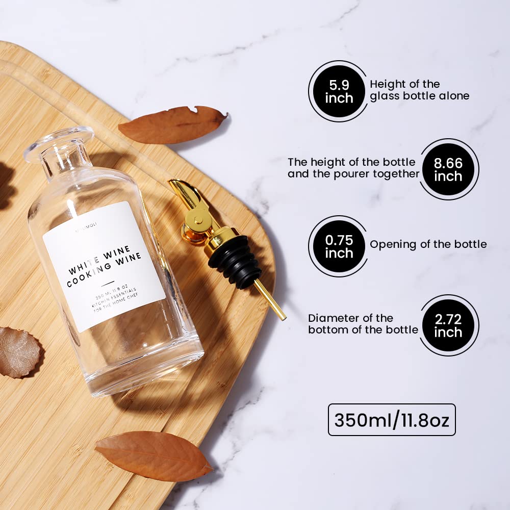Olive Oil Dispenser Bottles for Kitchen with Pourer - Oil and Vinegar Dispenser Set, Glass Dispenser for Kitchen, Dispenser Bottle of 350ml - Set of 2