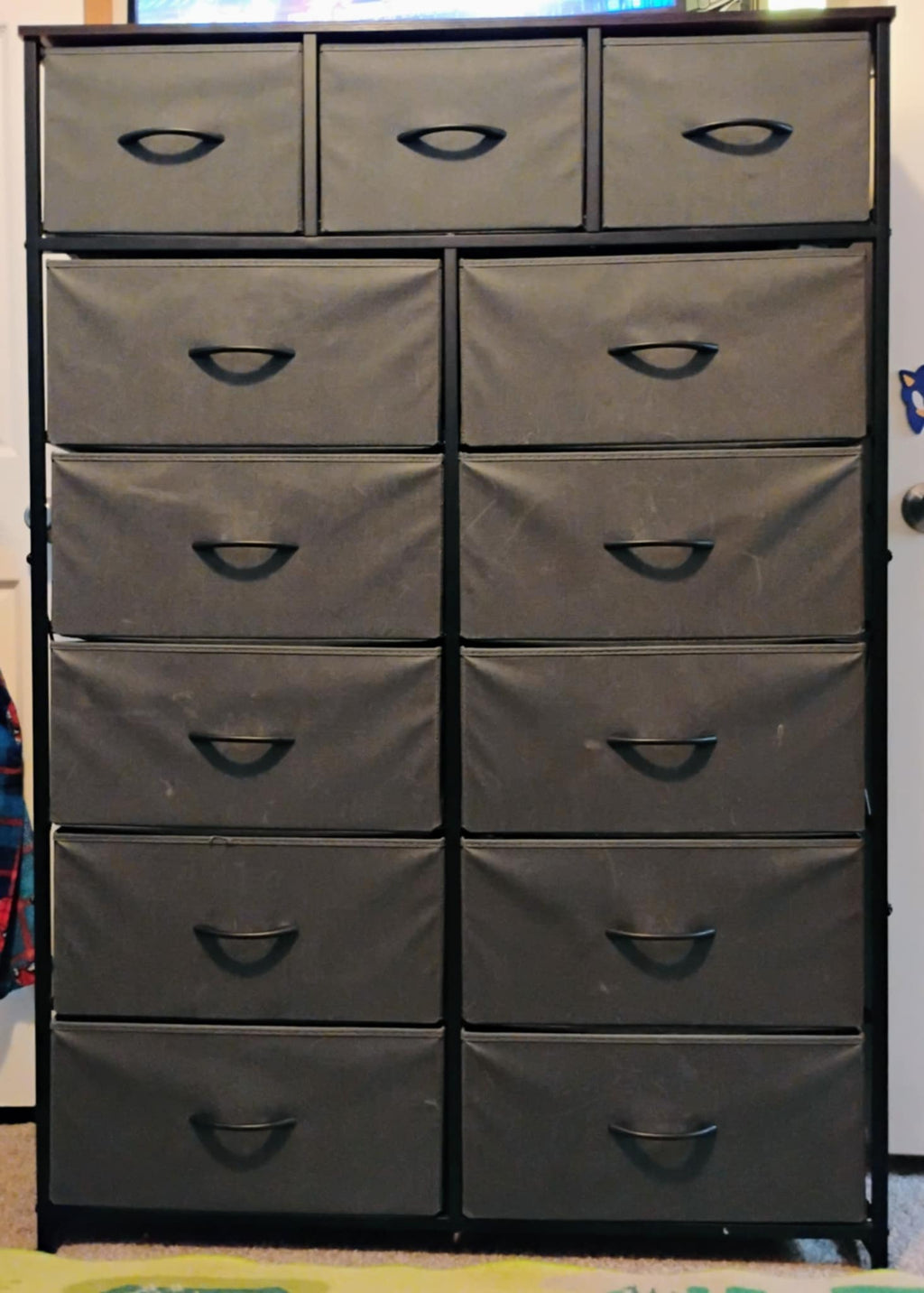 Tall Modern Fabric Dresser with 13 drawers for storage, Tall Organization Tower