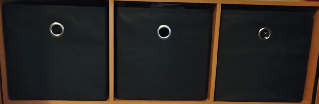 Black Fabric Storage bins with handles for bedroom, living room or storage