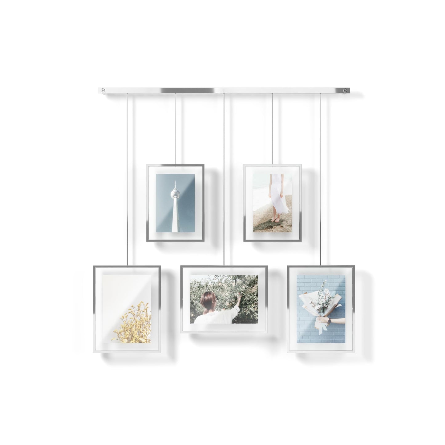 Umbra Exhibit Picture Frame Gallery Set, Adjustable Wall Collage Displays Five Photos (Two 4x6" and Three 5x7")
