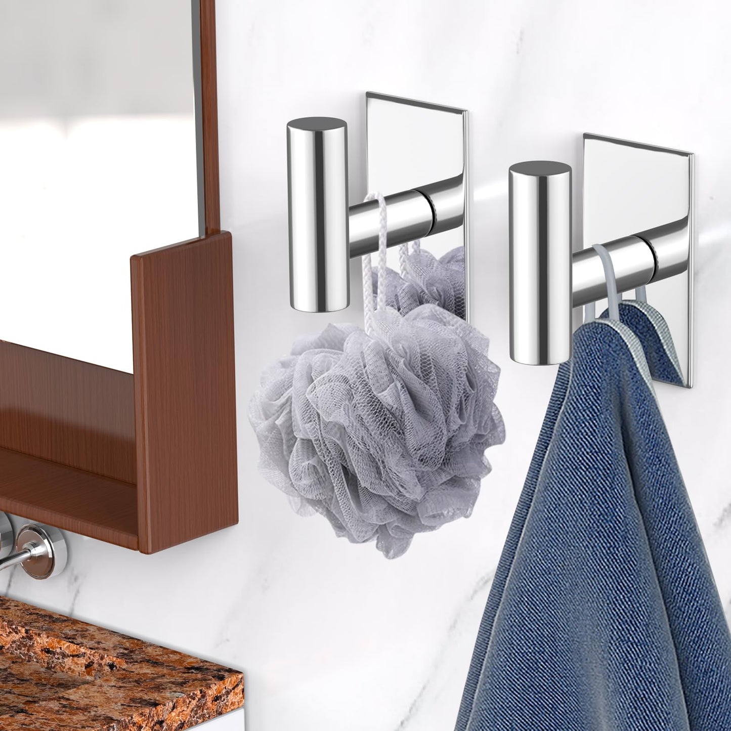 VAEHOLD Wall Towel Hooks, Heavy Duty Sticky Holder Waterproof Towel Hooks for Hanging Coat, Clothes