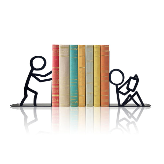 Bookends Decorative Metal Unique Office Desk Bookends Cute Book Ends Reading Decor Bookshelf Decor for Office School Library Bedroom
