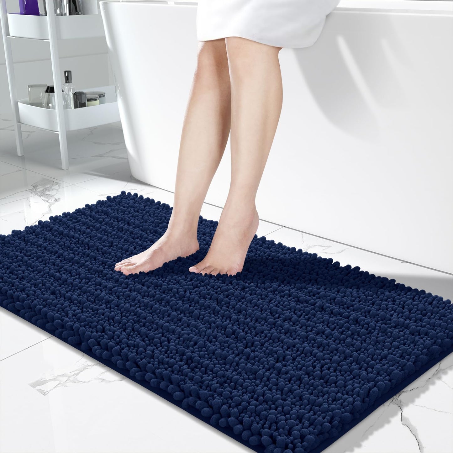 Yimobra Bathroom Rugs Non Slip Washable 32x20 Inch - Ultra Soft Absorbent Chenille Bath Mat, Quick Dry Shaggy Floor Carpet for Tub Shower