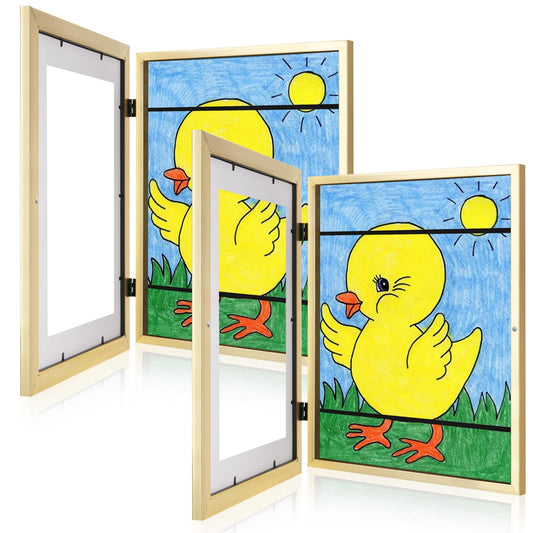 [2-Pack] Kids Frames, 8.5x11 Front Opening Kids Artwork Frames Changeable, Black Artwork Display Storage Frame for Wall, Holds 50 Pcs, for 3D Picture, Crafts, Children Drawing, Hanging Art, Portfolio
