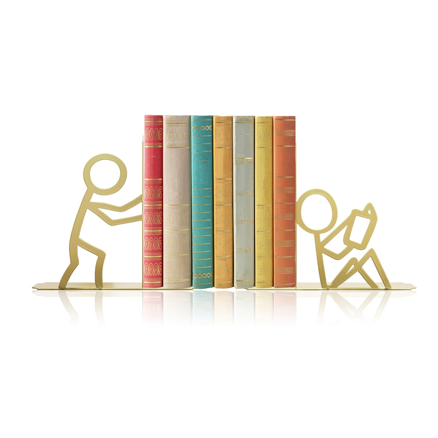 Bookends Decorative Metal Unique Office Desk Bookends Cute Book Ends Reading Decor Bookshelf Decor for Office School Library Bedroom