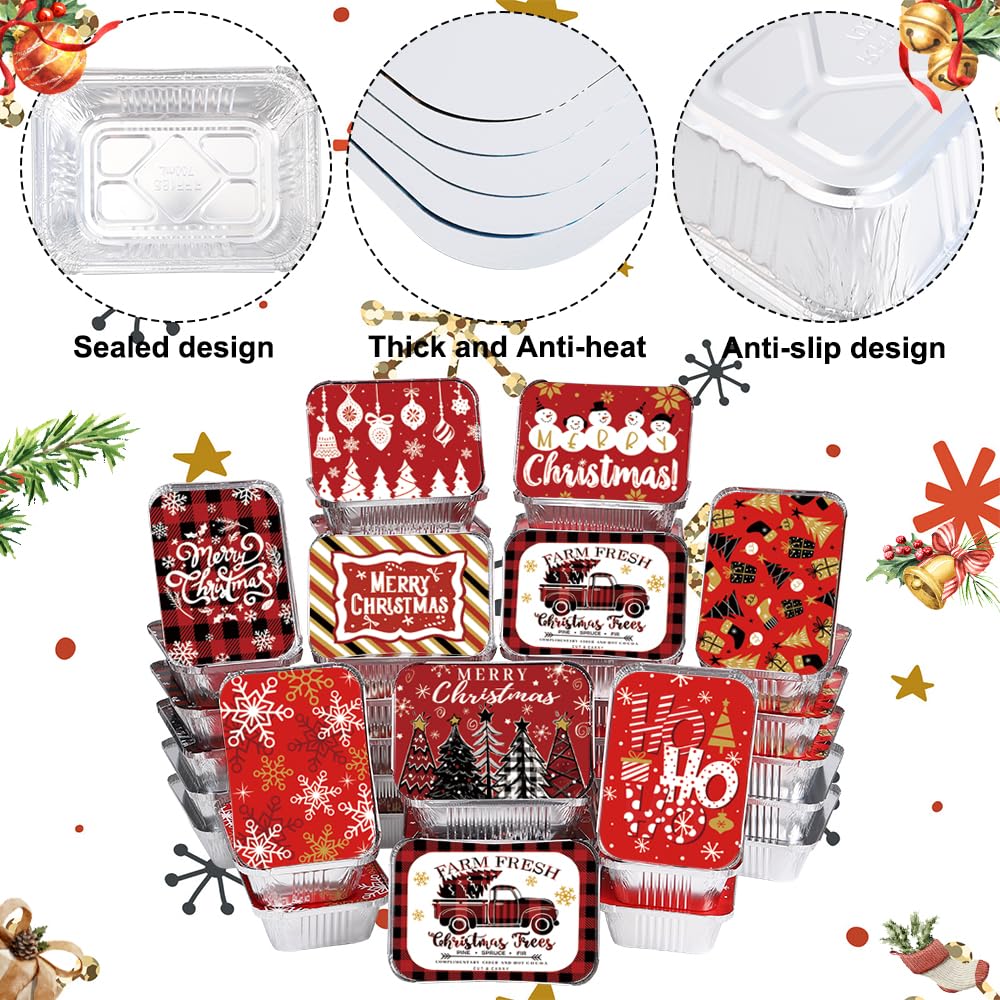 36PCS Thanksgiving Food Containers 9 Styles Fall Foil storage Containers with Lids Aluminum Disposable Leftover Cookie Tin Pans for Holiday Gift Giving Party Supplies