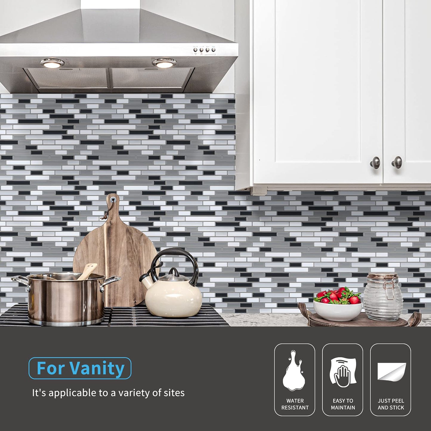 Sheet Kitchen Backsplash Tiles Peel and Stick, Self Adhesive Wall Tile Sticker for Kitchen Island Bathroom Laundry Room RV Renter 12" x 12" - Jade Green