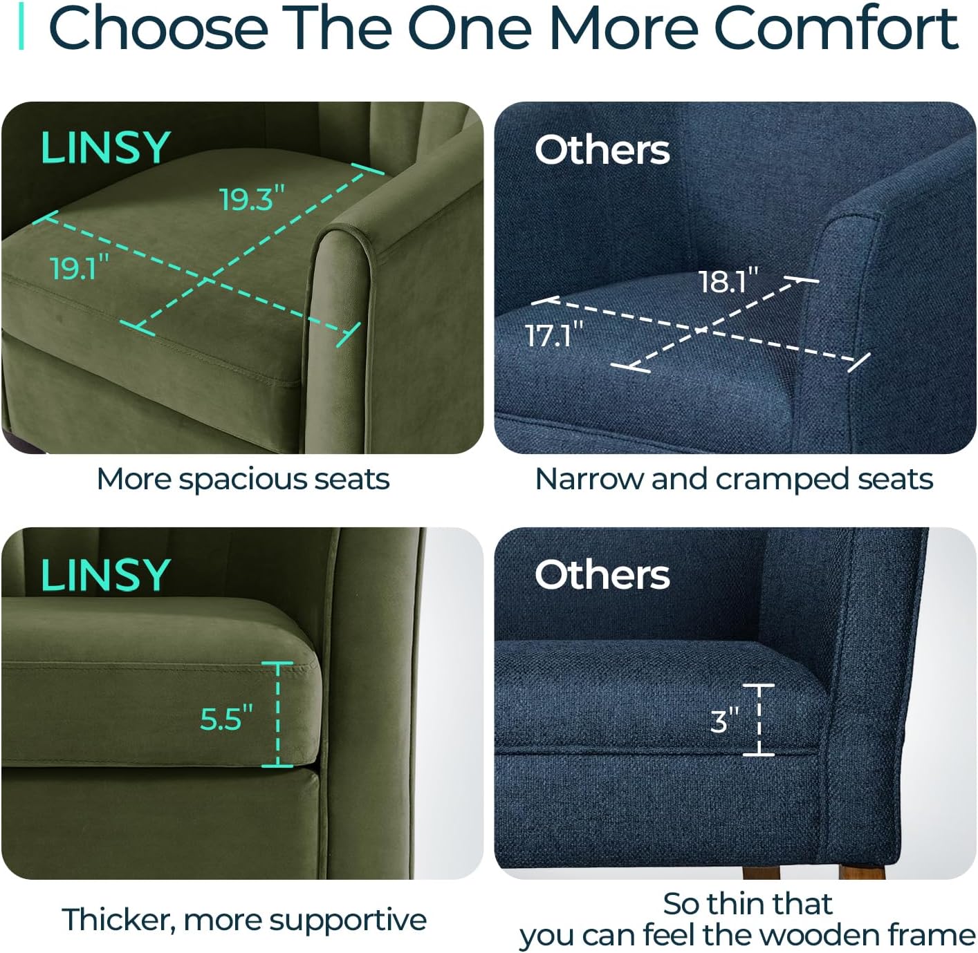 LINSY Accent Chair with Ottoman, Modern Barrel Chair Comfy Armchair with Footrest