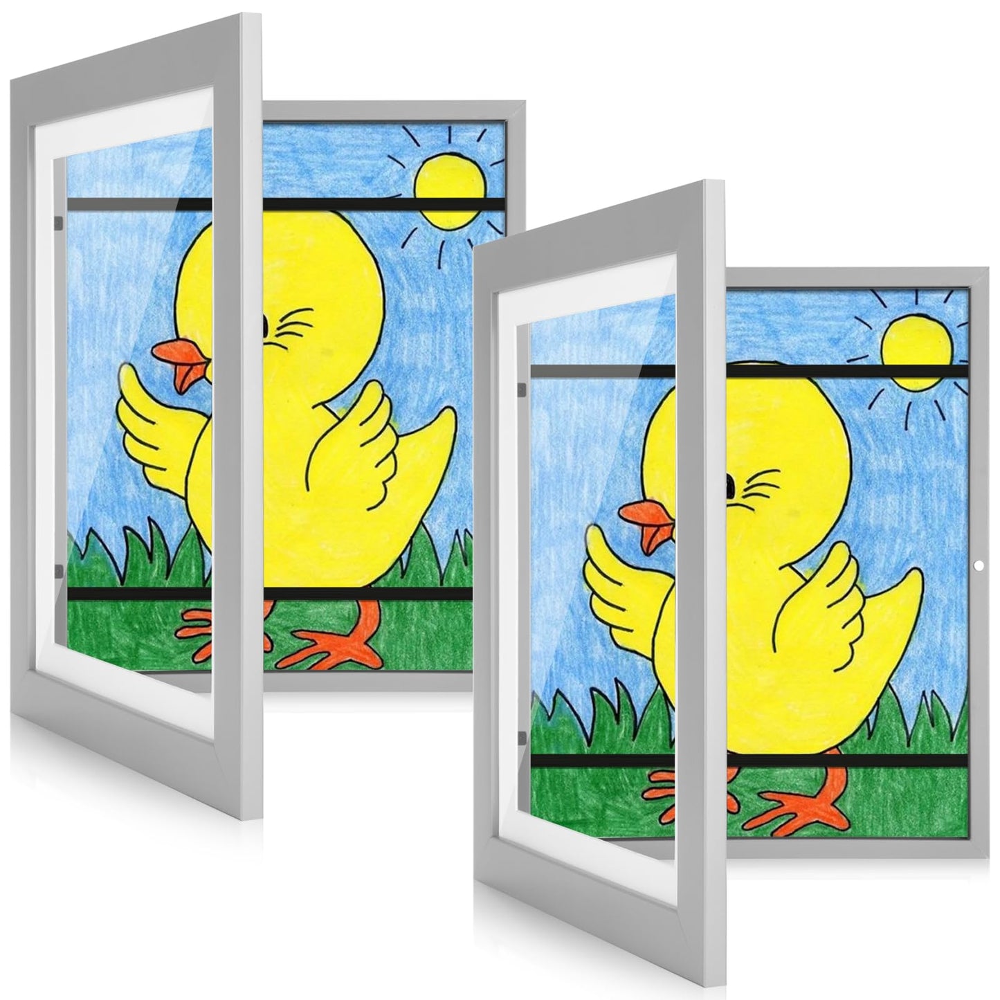 [2-Pack] Kids Frames, 8.5x11 Front Opening Kids Artwork Frames Changeable, Black Artwork Display Storage Frame for Wall, Holds 50 Pcs, for 3D Picture, Crafts, Children Drawing, Hanging Art, Portfolio