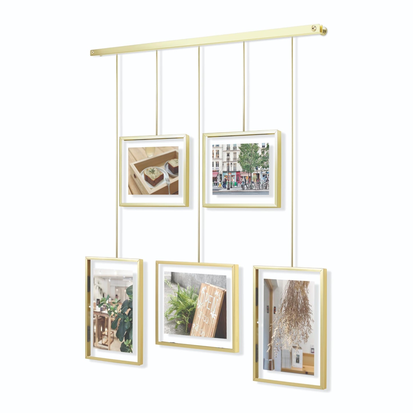 Umbra Exhibit Picture Frame Gallery Set, Adjustable Wall Collage Displays Five Photos (Two 4x6" and Three 5x7")
