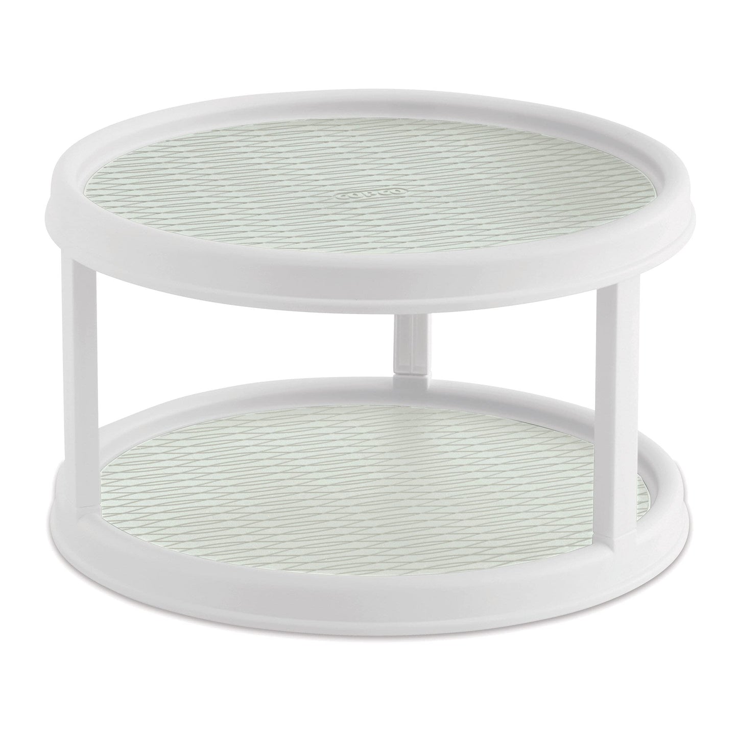 Copco Non-Skid Turntable, storage organizer 2-Tier, 12-Inch, Durable & Easy Clean, White/Gray