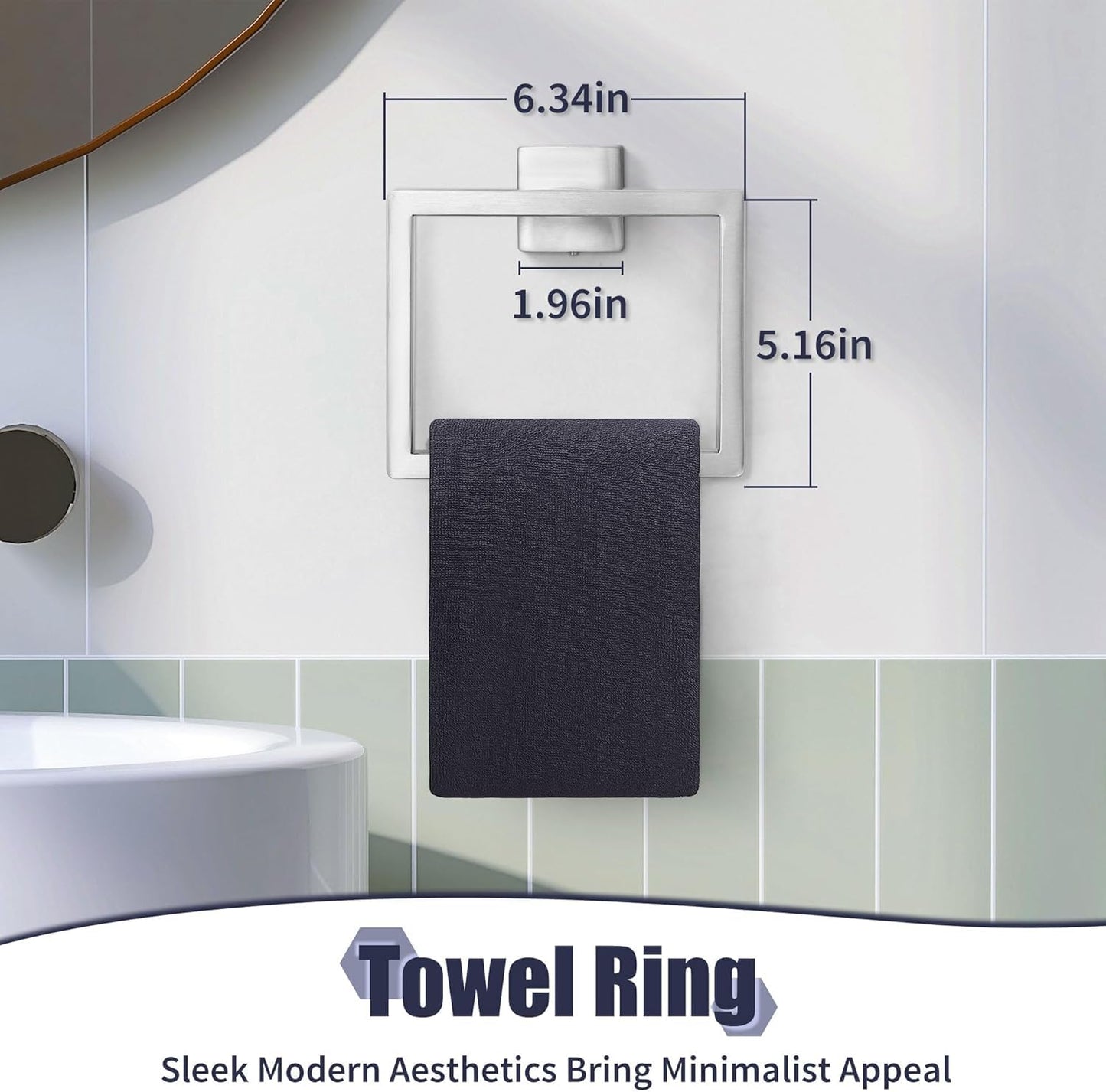 5-Pieces Matte Black Bathroom Hardware Accessories Set, SUS304 Stainless Steel Bath Towel Bar Set, Towel Racks for Bathroom Wall Mounted.
