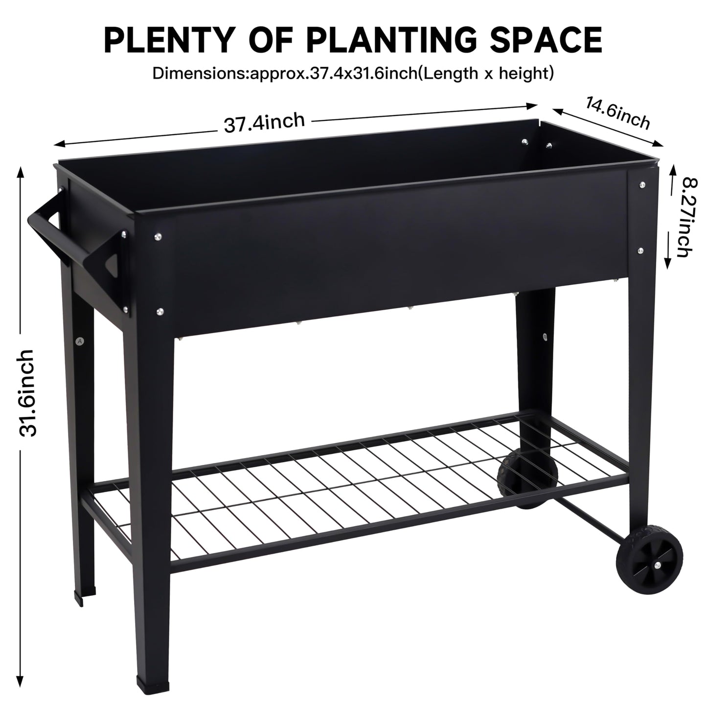 Elevate Tall Raised Garden Bed 32" Outdoor with Wheels & Shelf for Mobility, 400LBS Capacity, Anti-Rust Steel Planter Box for Vegetables/Herbs, Patio-Balcony-Backyard