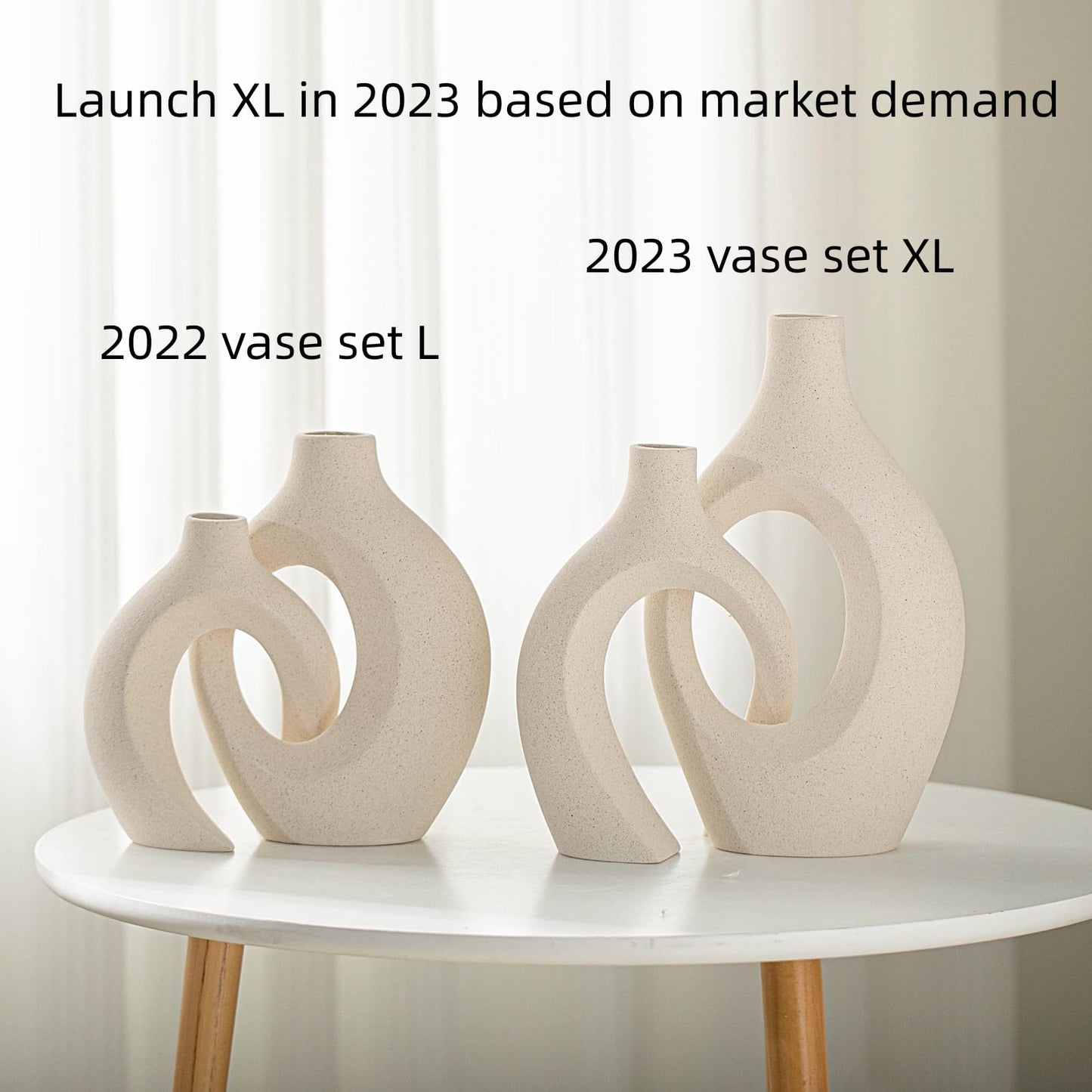 Ceramic Vase Set of 2, Nordic Modern Boho ins Style Decorative Ceramic Aesthetic Flower Vase for Home Decor