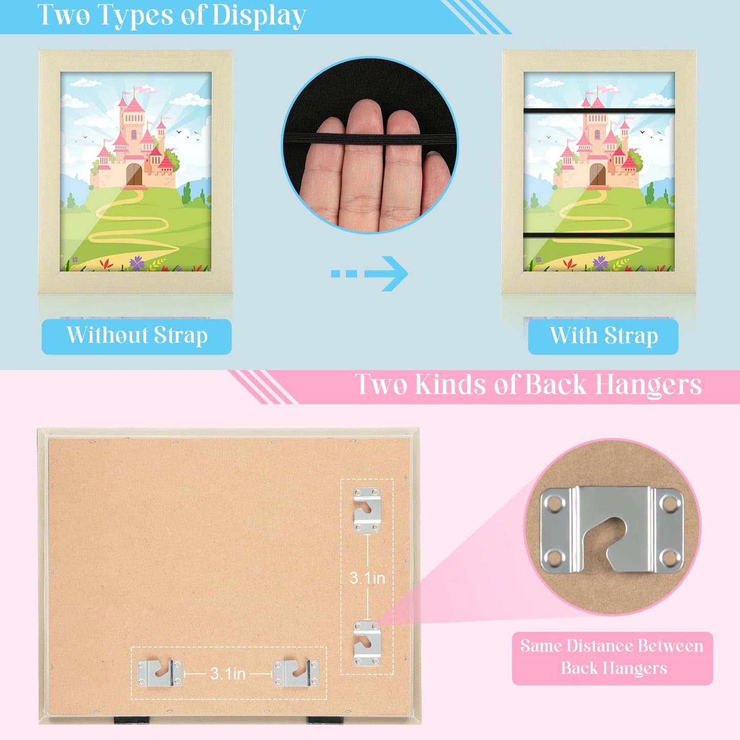 [2-Pack] Kids Frames, 8.5x11 Front Opening Kids Artwork Frames Changeable, Black Artwork Display Storage Frame for Wall, Holds 50 Pcs, for 3D Picture, Crafts, Children Drawing, Hanging Art, Portfolio