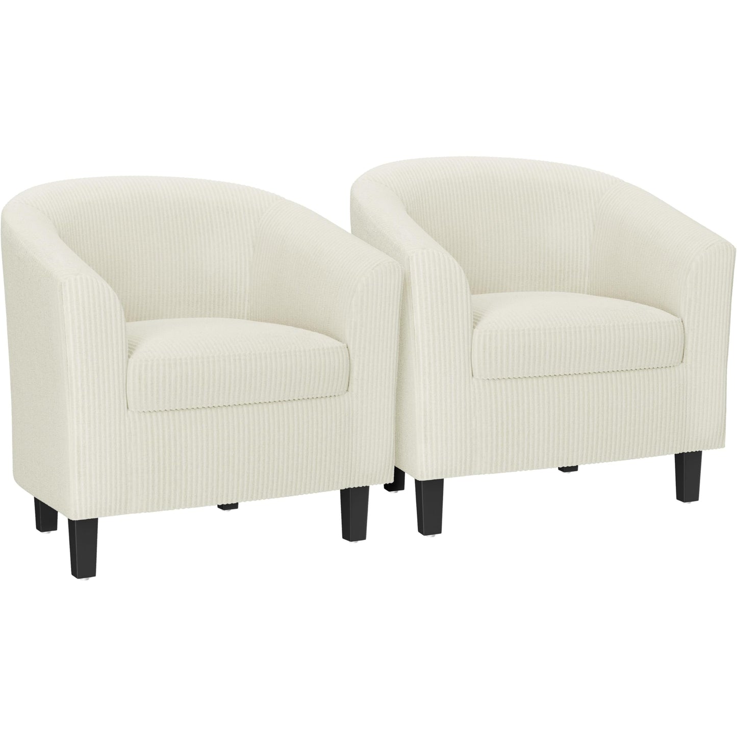 Yaheetech Brown Accent Chairs Set of 2, Faux Leather Barrel Chairs, Comfy Modern Leather Club Armchairs with Soft Seat for Living Room Bedroom Reading Waiting Room, Brown