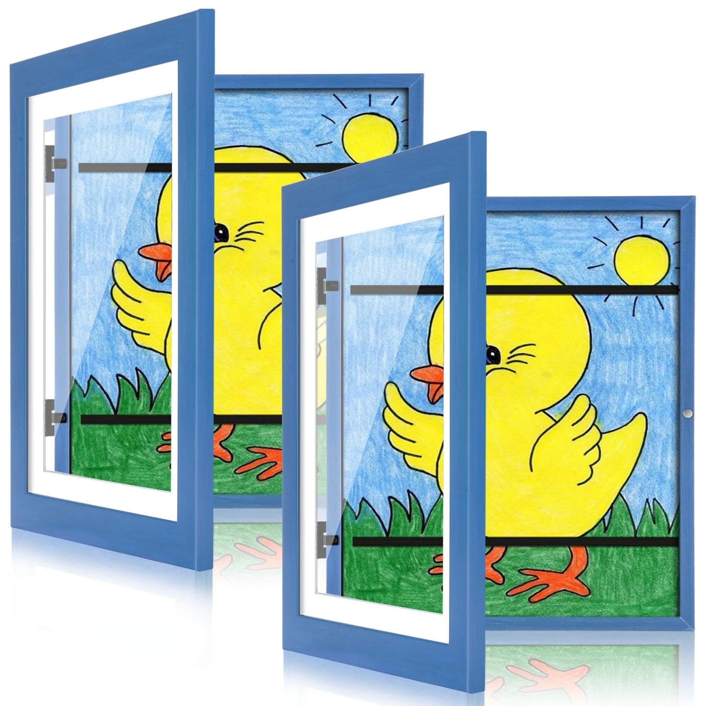 [2-Pack] Kids Frames, 8.5x11 Front Opening Kids Artwork Frames Changeable, Black Artwork Display Storage Frame for Wall, Holds 50 Pcs, for 3D Picture, Crafts, Children Drawing, Hanging Art, Portfolio