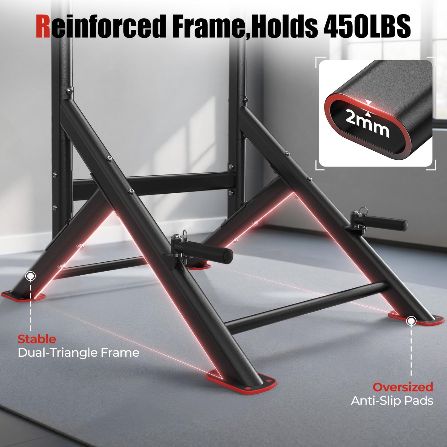 Sportsroyals Power Tower Pull Up Dip Station Assistive Trainer Multi-Function Home Gym Strength Training Fitness Equipment 440LBS