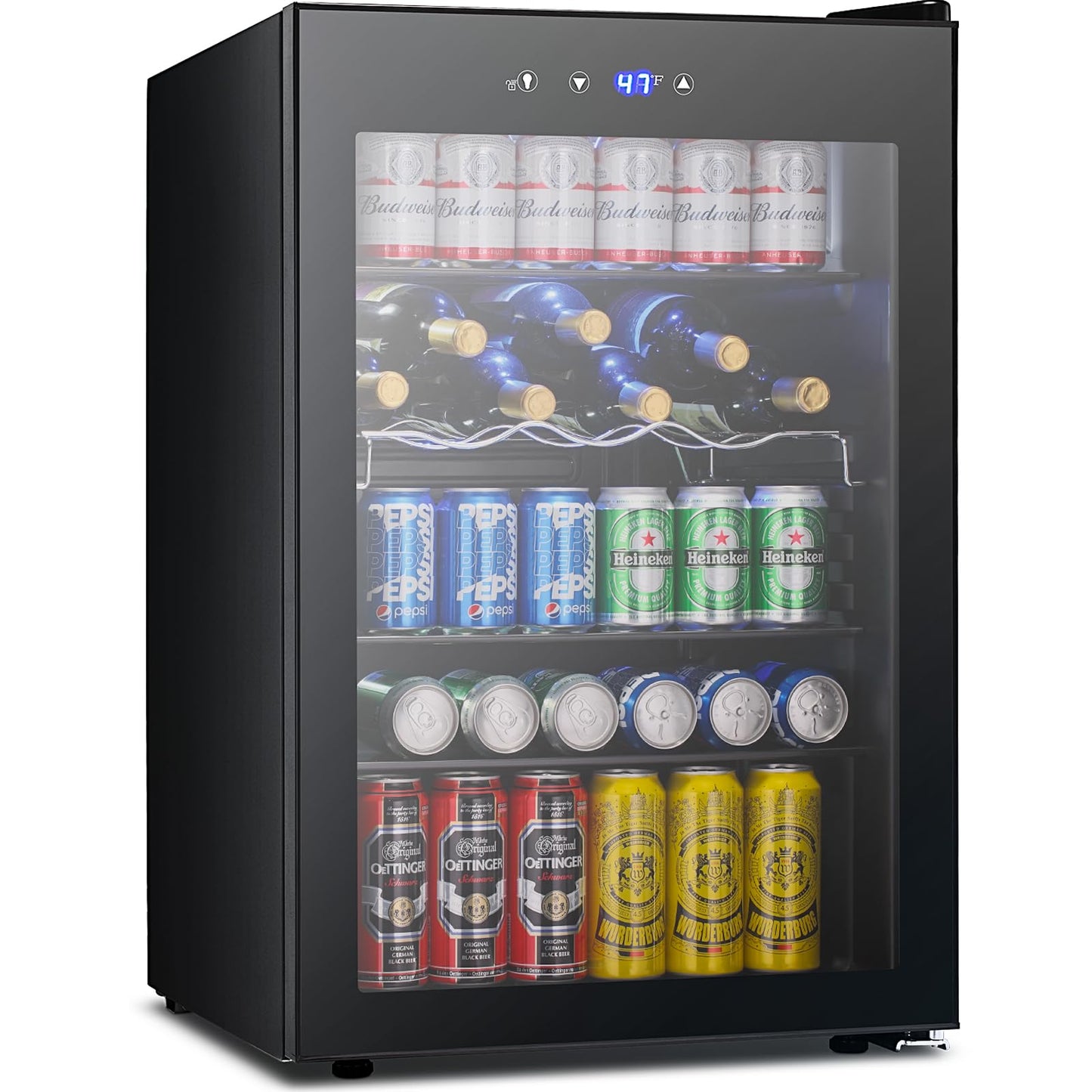 Mini Fridge 130 Can Beverage Refrigerator Cooler, 3.2 Cu.Ft Drink Fridge for Soda Wine Beer, Adjustable Temperature Control for Home Office, Black
