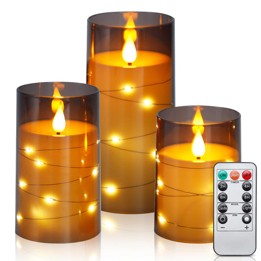 Aignis 12pcs Flameless LED Candles Battery Operated with 10-Key Remote Timer, Outdoor Indoor Waterproof Electric Lights, Warm Flickering Glow for Cozy & Romantic Home/Wedding/Holiday Décor