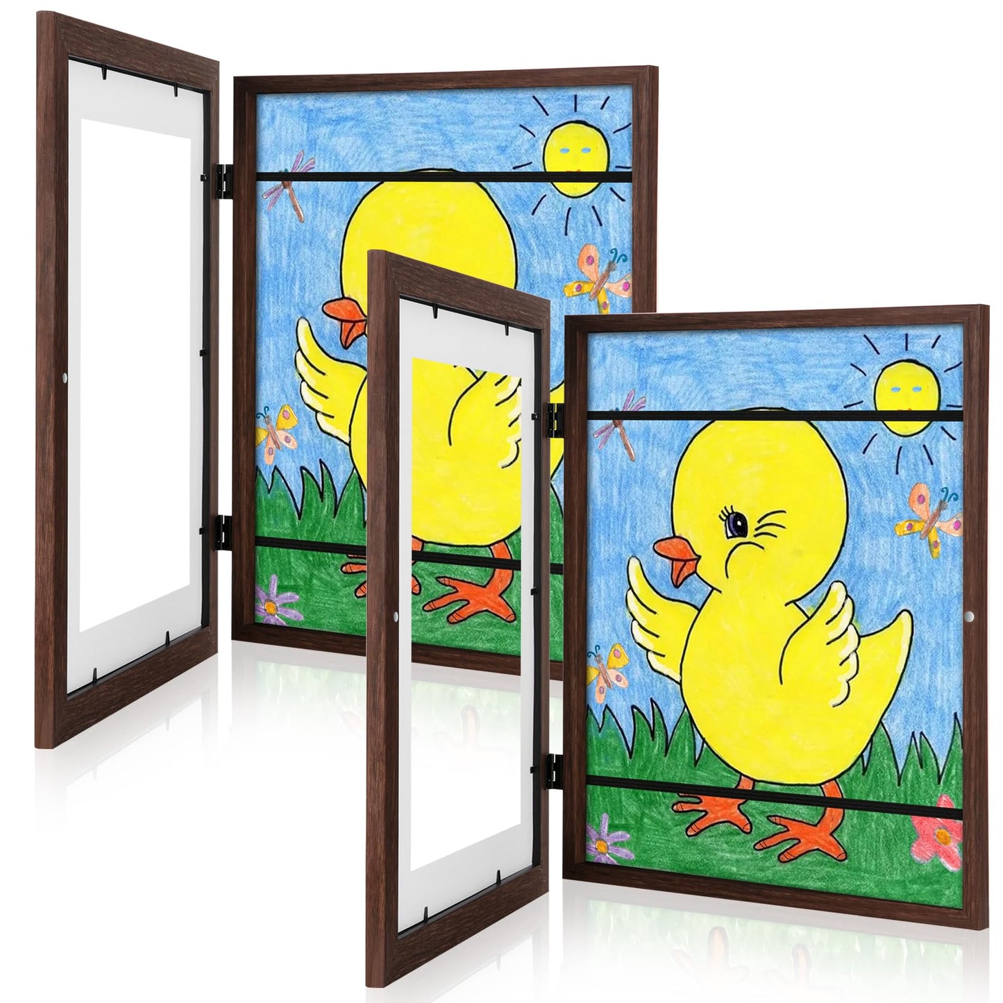 [2-Pack] Kids Frames, 8.5x11 Front Opening Kids Artwork Frames Changeable, Black Artwork Display Storage Frame for Wall, Holds 50 Pcs, for 3D Picture, Crafts, Children Drawing, Hanging Art, Portfolio