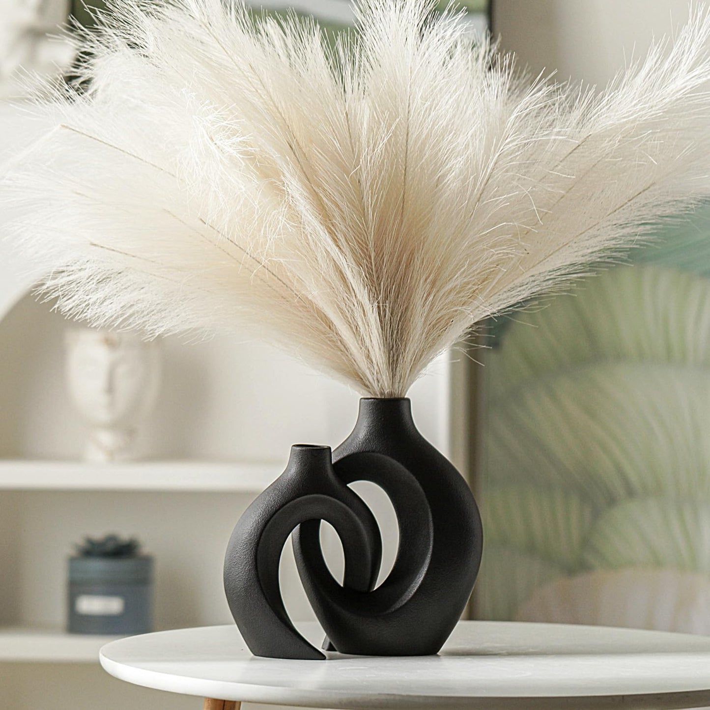 Ceramic Vase Set of 2, Nordic Modern Boho ins Style Decorative Ceramic Aesthetic Flower Vase for Home Decor