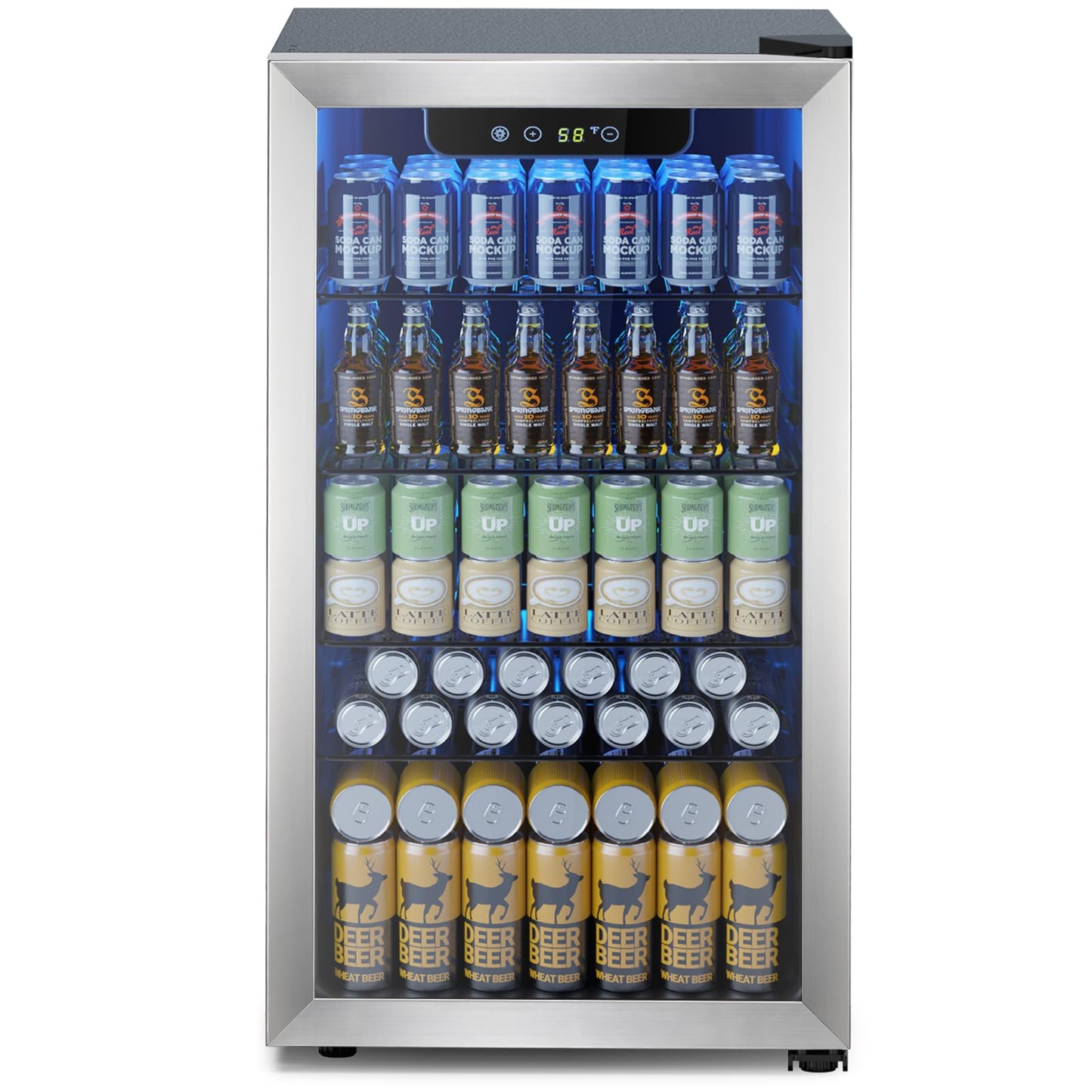 Mini Fridge 130 Can Beverage Refrigerator Cooler, 3.2 Cu.Ft Drink Fridge for Soda Wine Beer, Adjustable Temperature Control for Home Office, Black