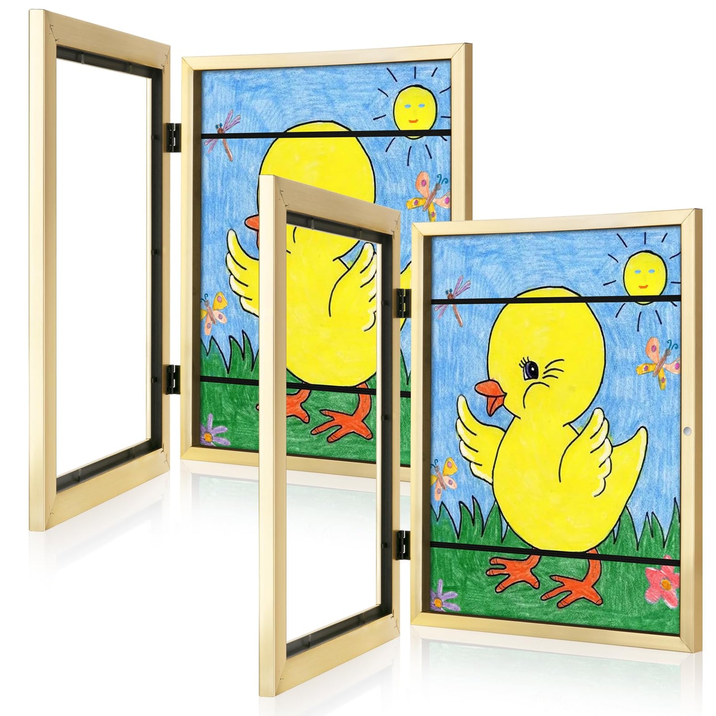 [2-Pack] Kids Frames, 8.5x11 Front Opening Kids Artwork Frames Changeable, Black Artwork Display Storage Frame for Wall, Holds 50 Pcs, for 3D Picture, Crafts, Children Drawing, Hanging Art, Portfolio