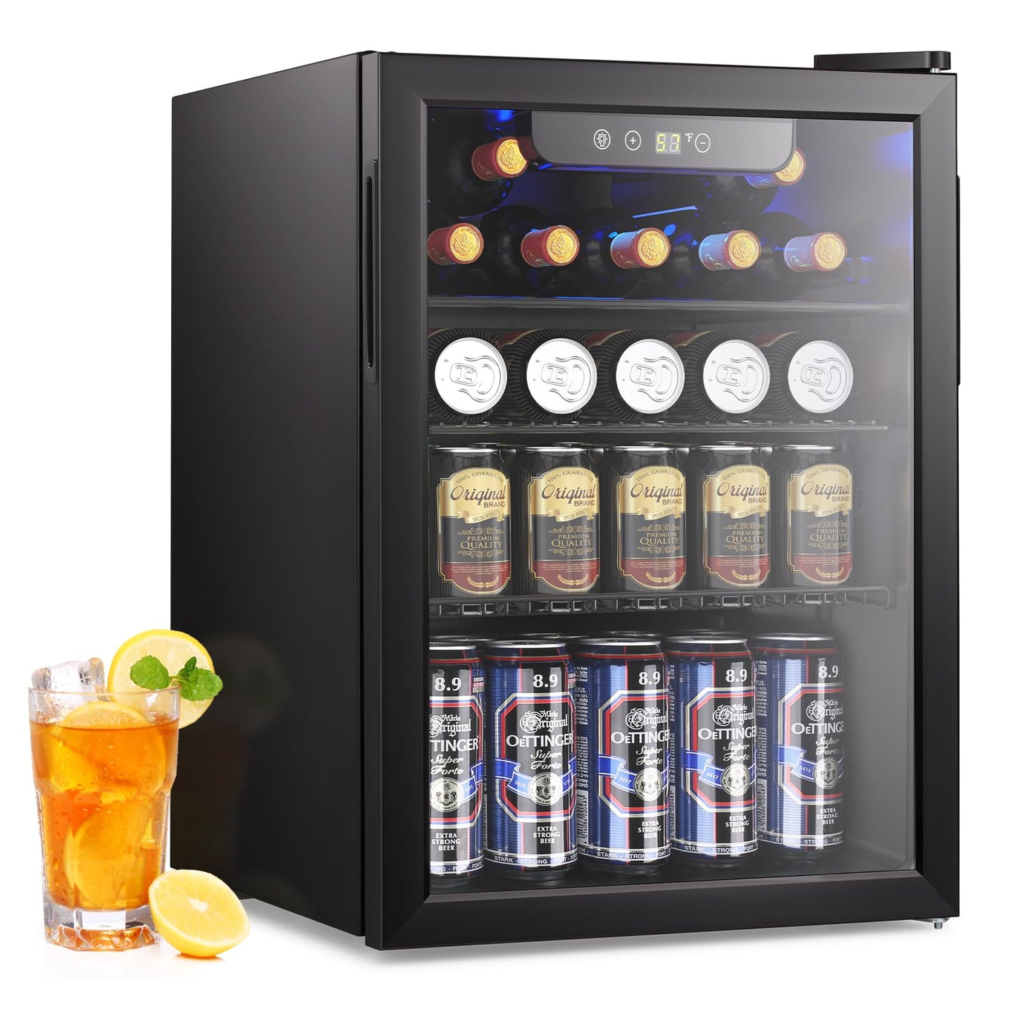 Mini Fridge 130 Can Beverage Refrigerator Cooler, 3.2 Cu.Ft Drink Fridge for Soda Wine Beer, Adjustable Temperature Control for Home Office, Black