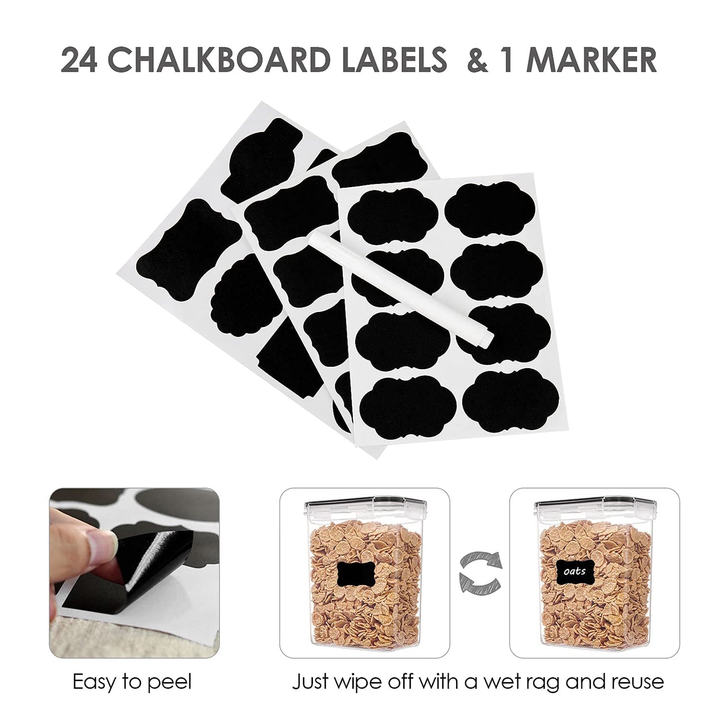 Airtight Food Storage Containers with Lids, Vtopmart 24 pcs Plastic Kitchen and Pantry Organization
