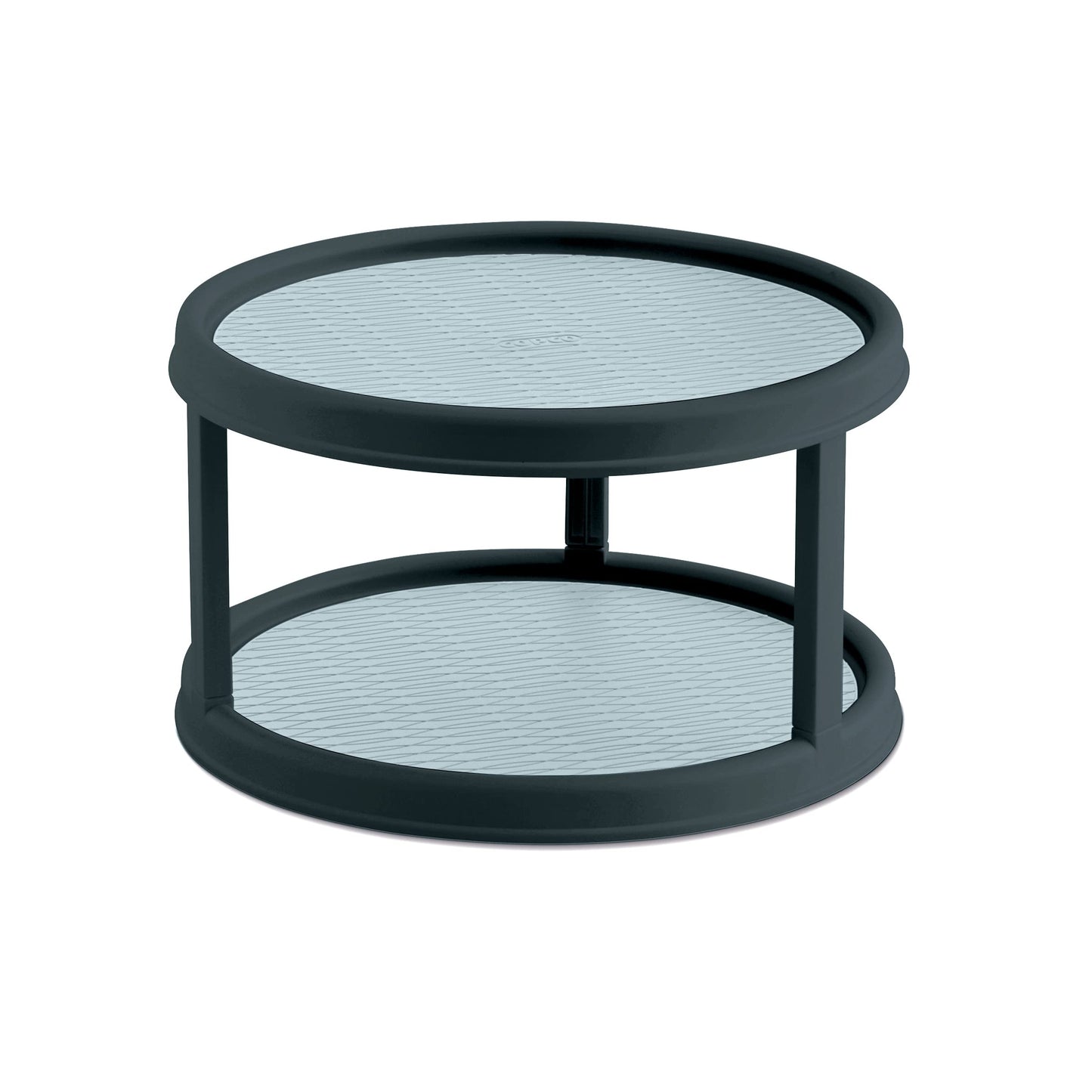 Copco Non-Skid Turntable, storage organizer 2-Tier, 12-Inch, Durable & Easy Clean, White/Gray