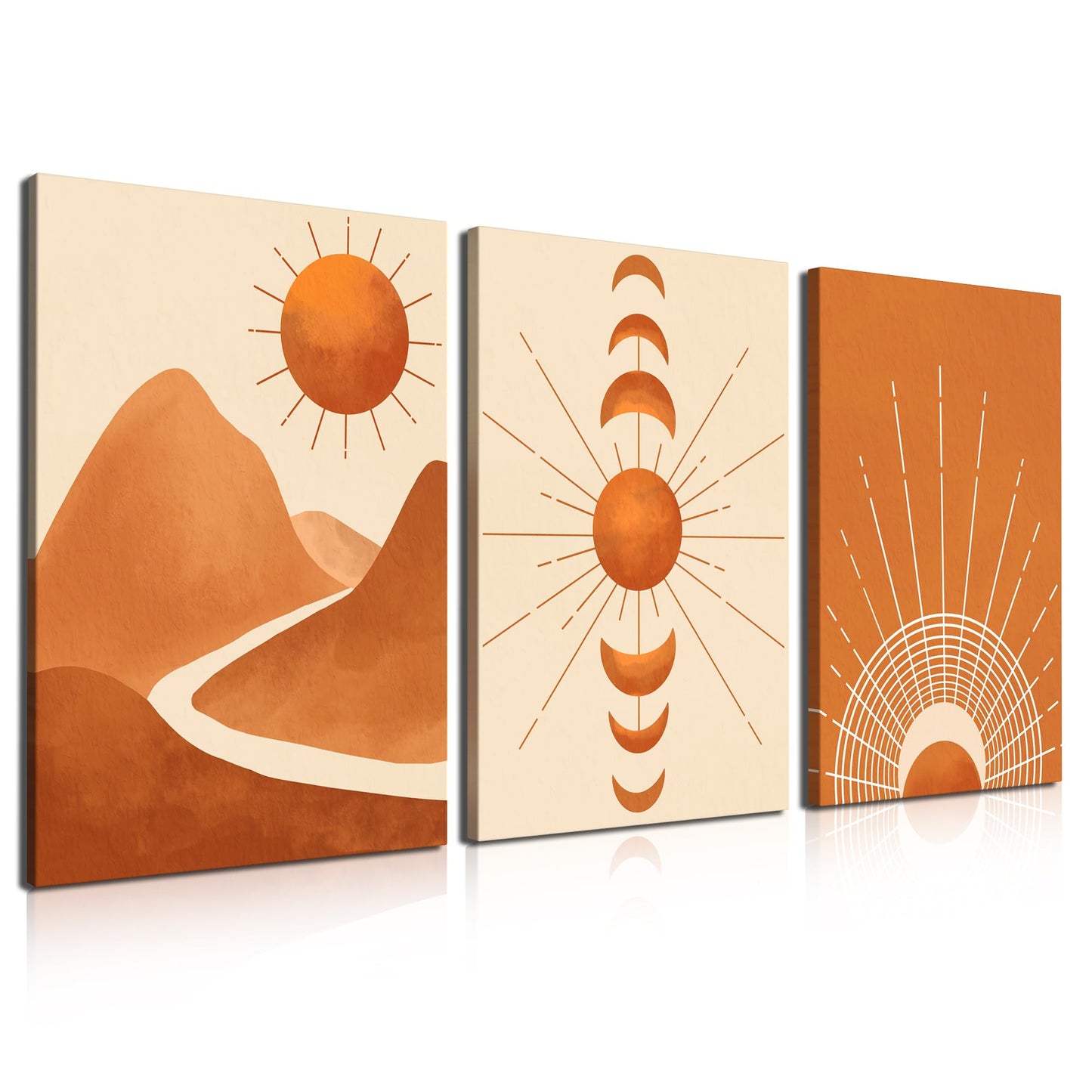 Gisipameis Framed Boho Wall Art Set of 3, Mid Century Modern Decor, Minimalist Black Beige Botanical Bathroom Wall Art 12" x 16" Canvas Prints Ready To Hang for Bedroom Living Room