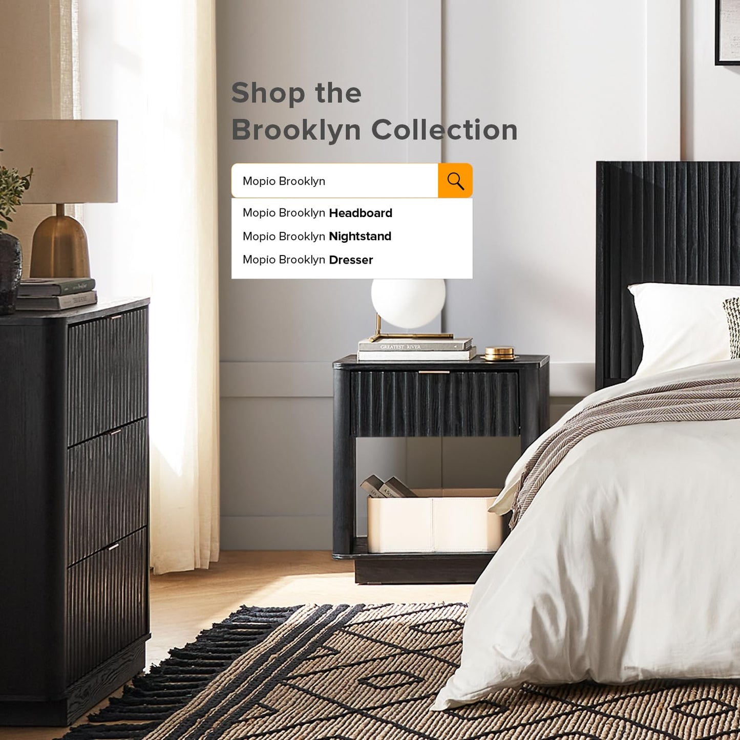 mopio Brooklyn Night Stand, Modern Farmhouse Nightstand, Small Side, Bedside Table with Drawer, End Table with Storage (Black Oak, Single)