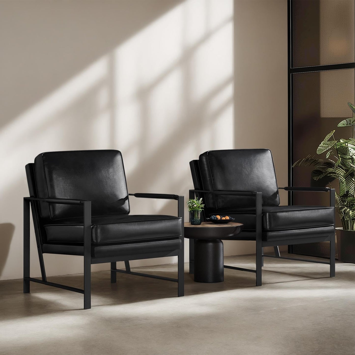 Yaheetech PU Leather Armchairs, Retro Leisure Accent Chair with Extra Soft Padded and Cushion