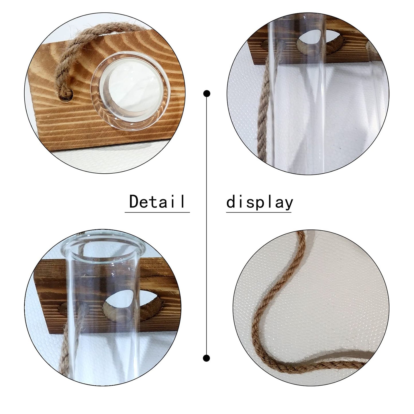 Wall Hanging Propagation Station with Wooden Stand 5 Glass Test Tubes 3 Tiered Planters Wall Terrarium