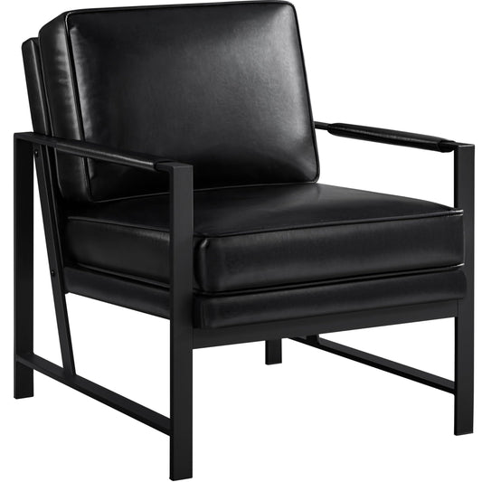 Yaheetech PU Leather Armchairs, Retro Leisure Accent Chair with Extra Soft Padded and Cushion