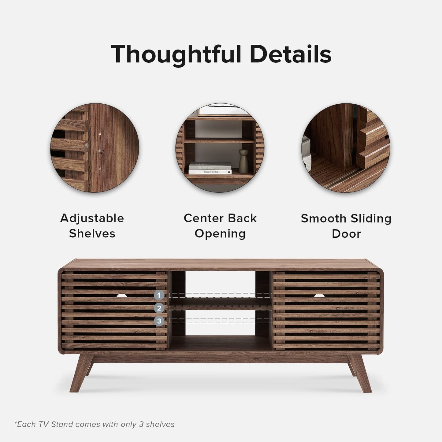 mopio Ensley TV Stand, Mid Century Modern for 55/60/65 inch TV, Farmhouse TV Stand, Entertainment Center (Walnut, 59" Tall)