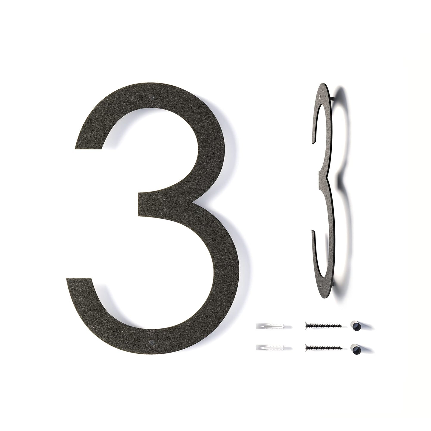12 Inch Modern Floating House Numbers for Outside | Large Metal House Numbers for Outdoors | Black Coated Rust-Proof Home Address Numbers/Plaques | Metal Numbers