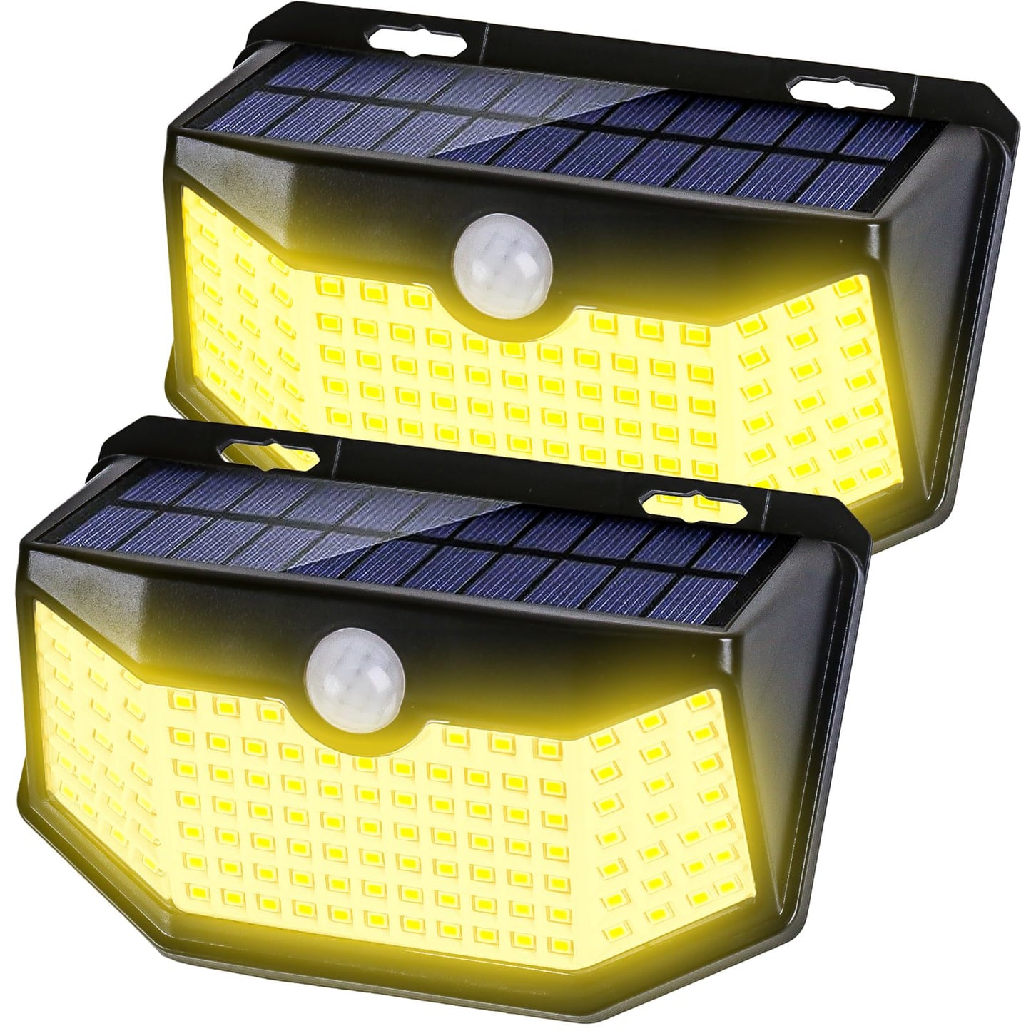 HMCITY Solar Lights Outdoor 120 LED with Lights Reflector and 3 Lighting Modes, Motion Sensor Wall Lights,IP65 Waterproof Solar Powered for Garden Patio Yard (2Pack)