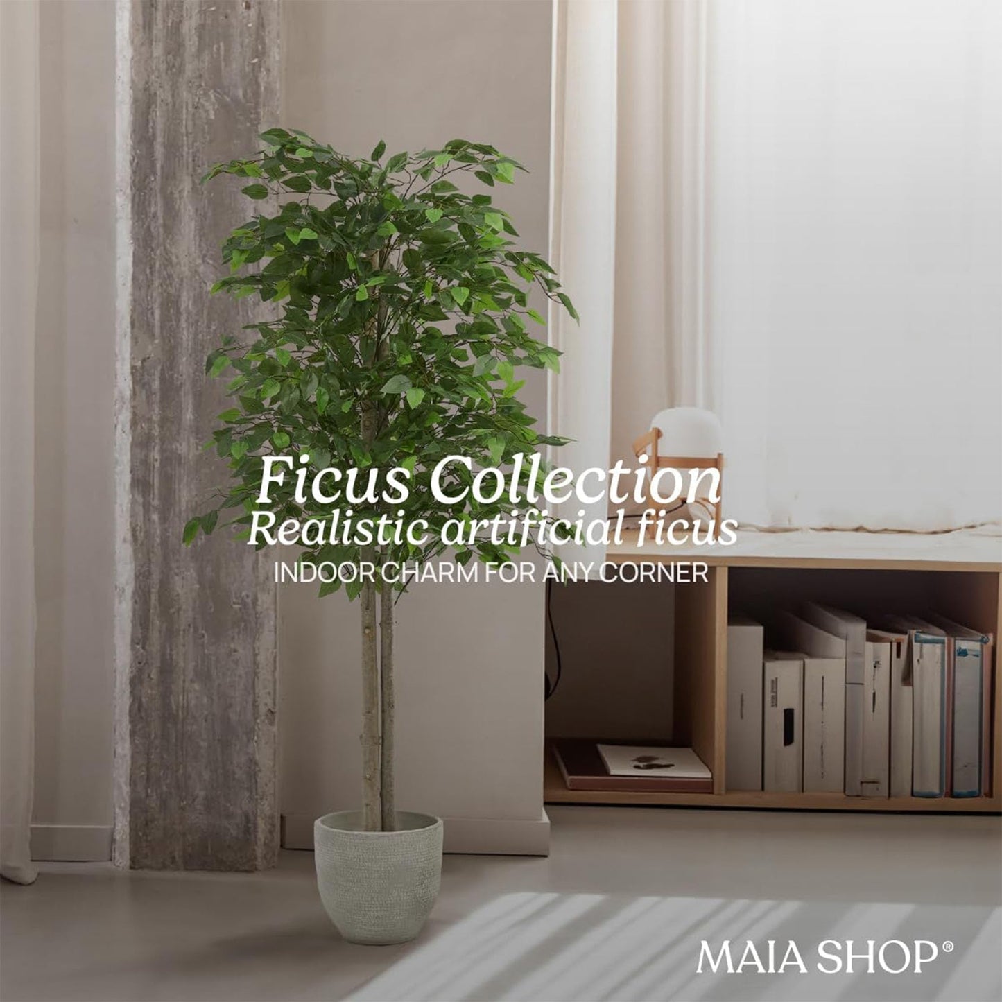 Maia Shop 3.5ft Artificial Bamboo Tree, Fake Plants for Home Decor, Natural Wood Trunk