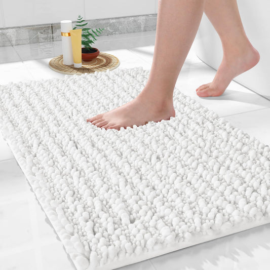 Yimobra Bathroom Rugs Non Slip Washable 32x20 Inch - Ultra Soft Absorbent Chenille Bath Mat, Quick Dry Shaggy Floor Carpet for Tub Shower