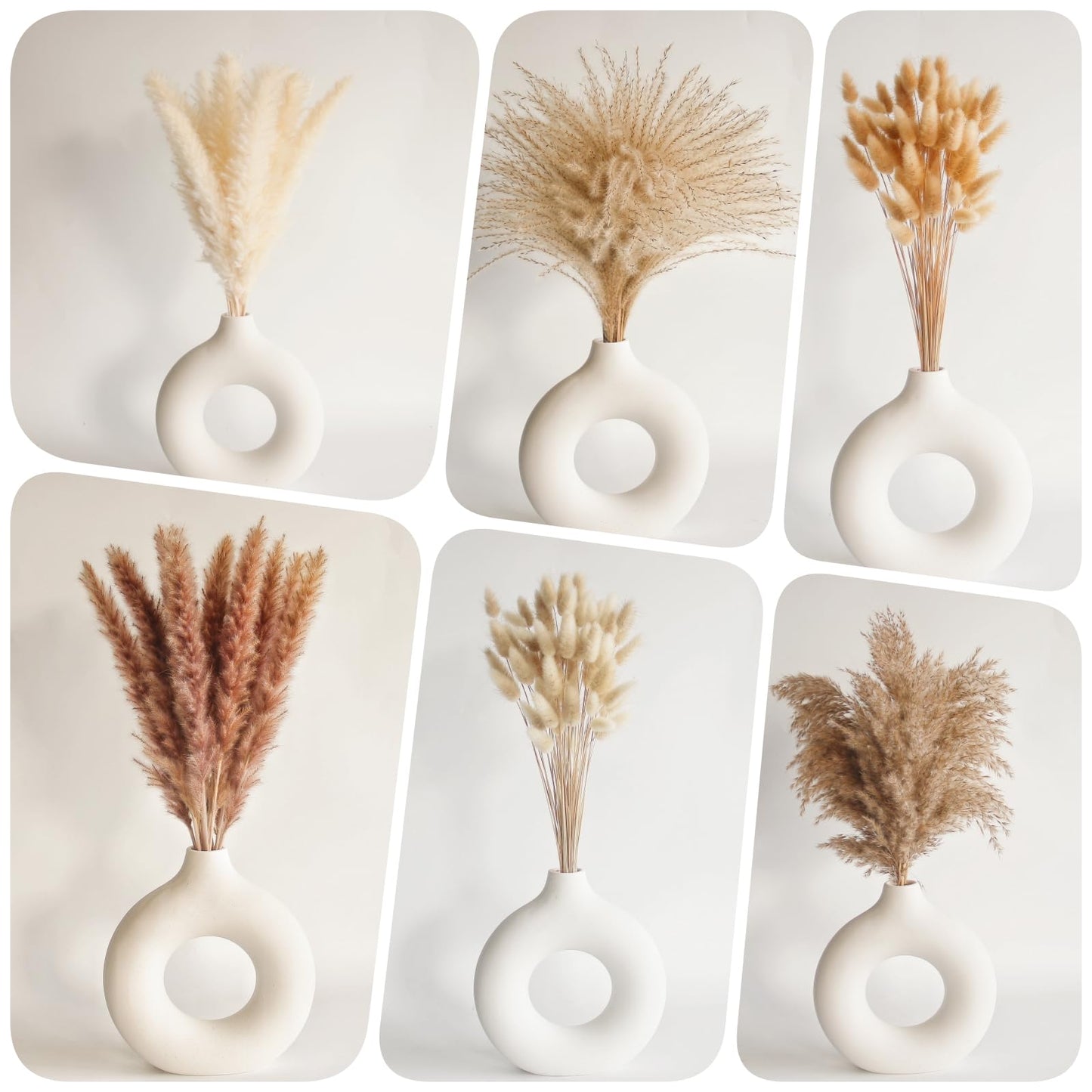 Dried Pampas Grass Decor, 100 Stems Pampas Grass Contains Bunny Tails Dried Flowers