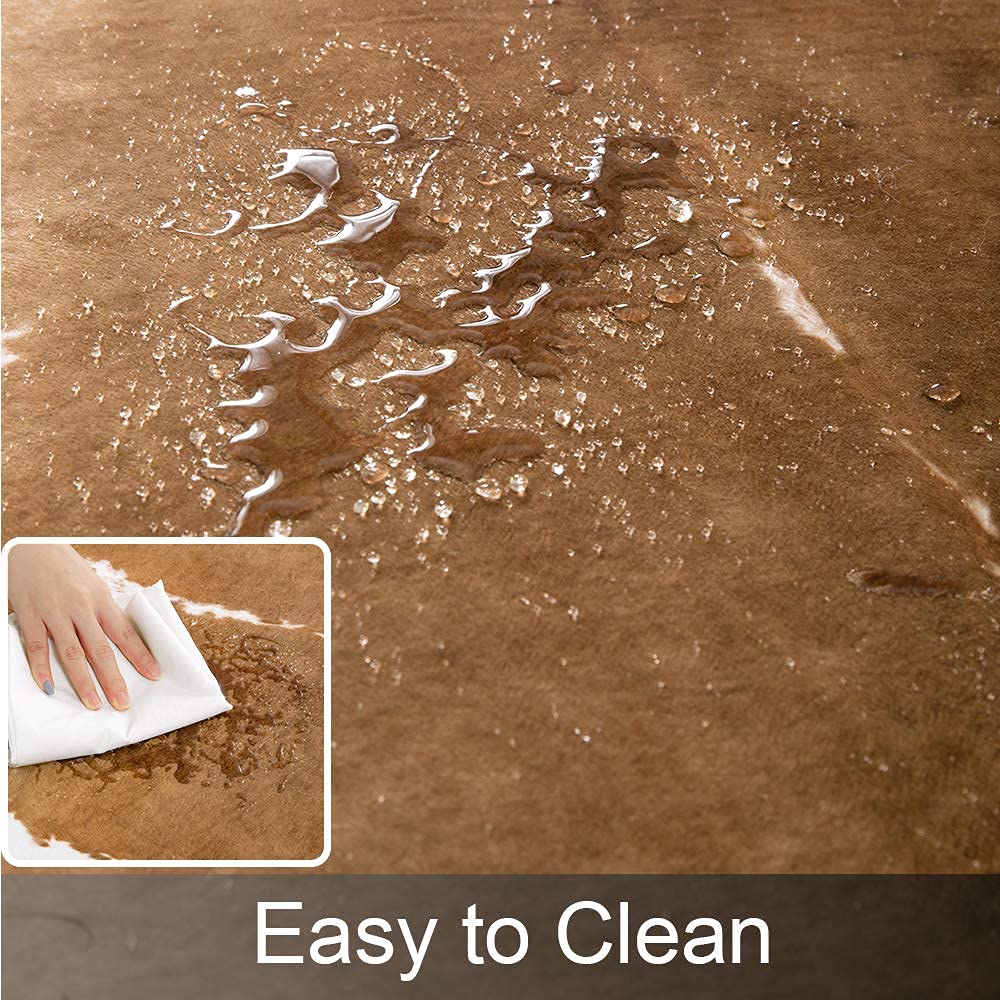 AROGAN Premium Faux Cowhide Rug 4.6 x 5.2 Feet, Sturdy and Large Size Cow Print Rugs, Suitable for Bedroom Living Room Western Decor