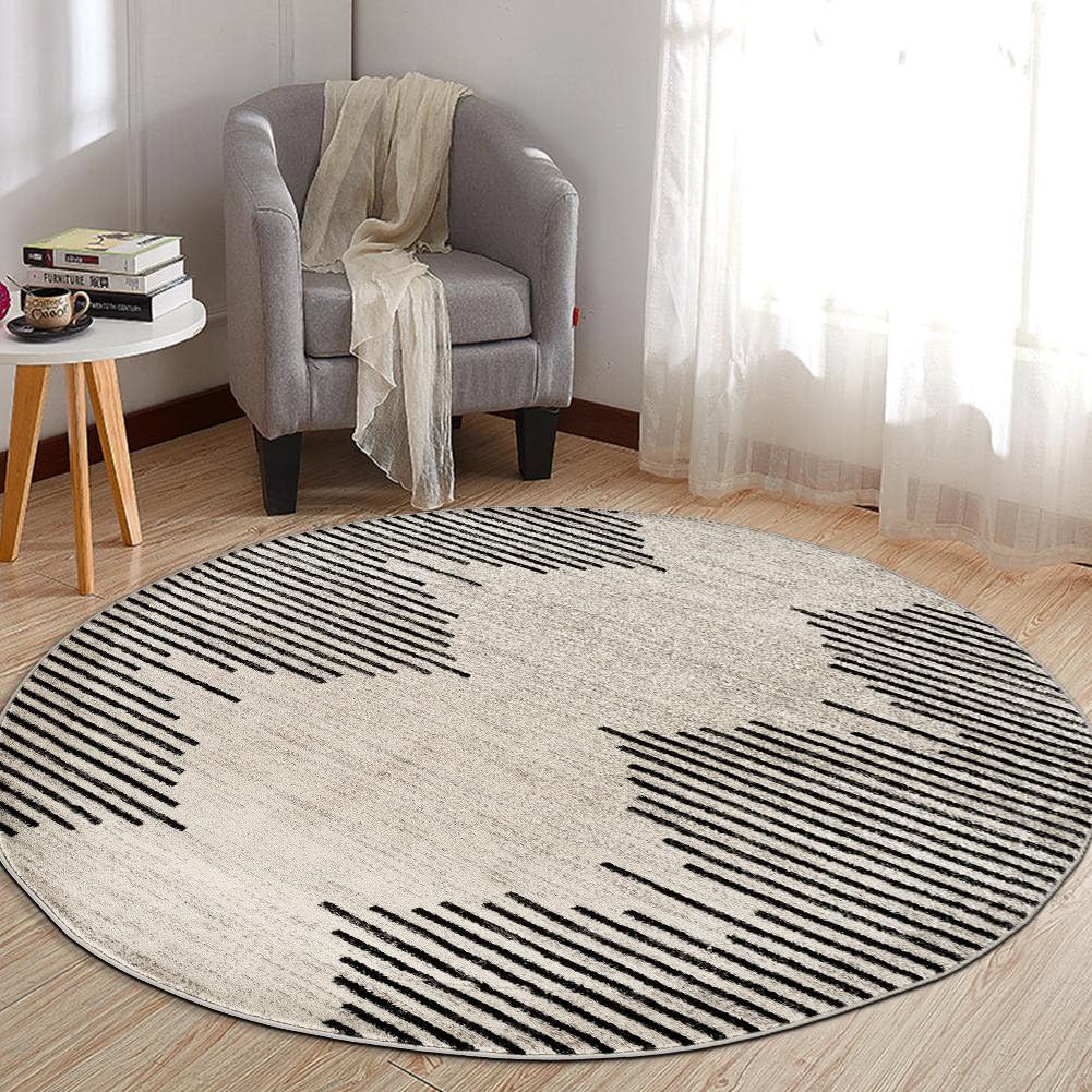 Rugshop Bohemian Stripe Stain Resistant High Traffic Living Room Kitchen Bedroom Dining Home Office Area Rug 5' x 7' Black