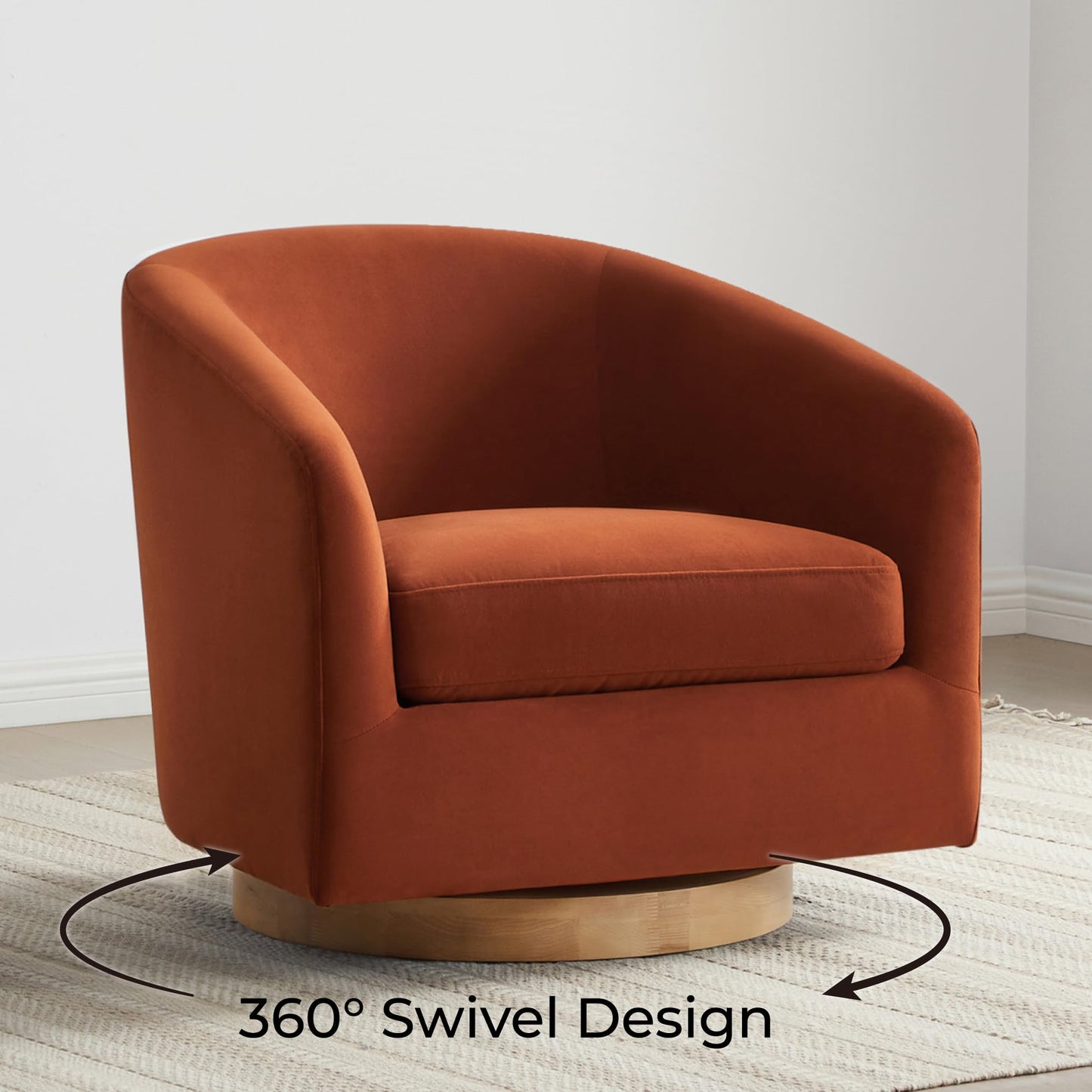 CHITA Swivel Accent Chair, FSC Certified Upholstered Velvet Barrel Chair for Living Room, Fully Assembled, Forest Green