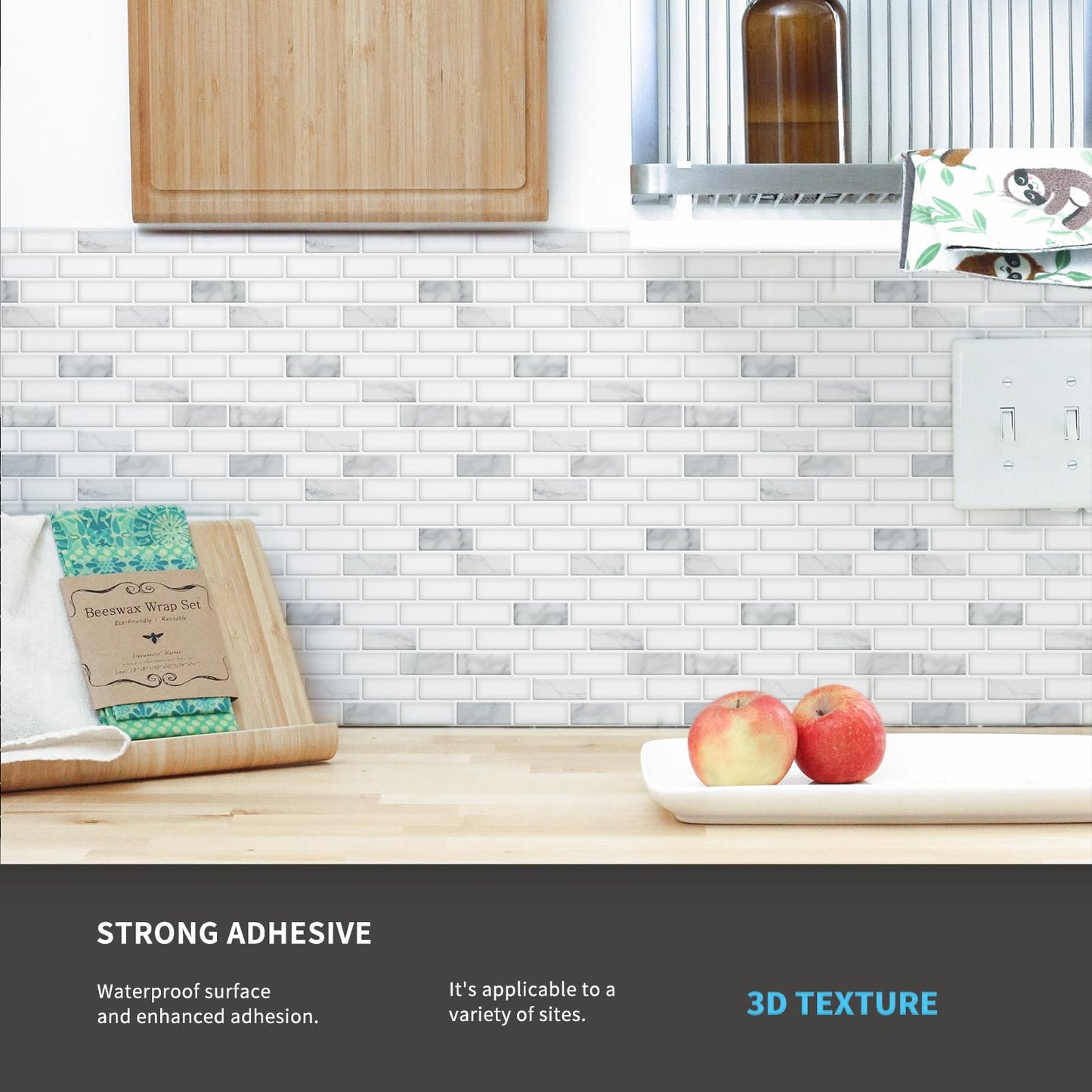 Sheet Kitchen Backsplash Tiles Peel and Stick, Self Adhesive Wall Tile Sticker for Kitchen Island Bathroom Laundry Room RV Renter 12" x 12" - Jade Green