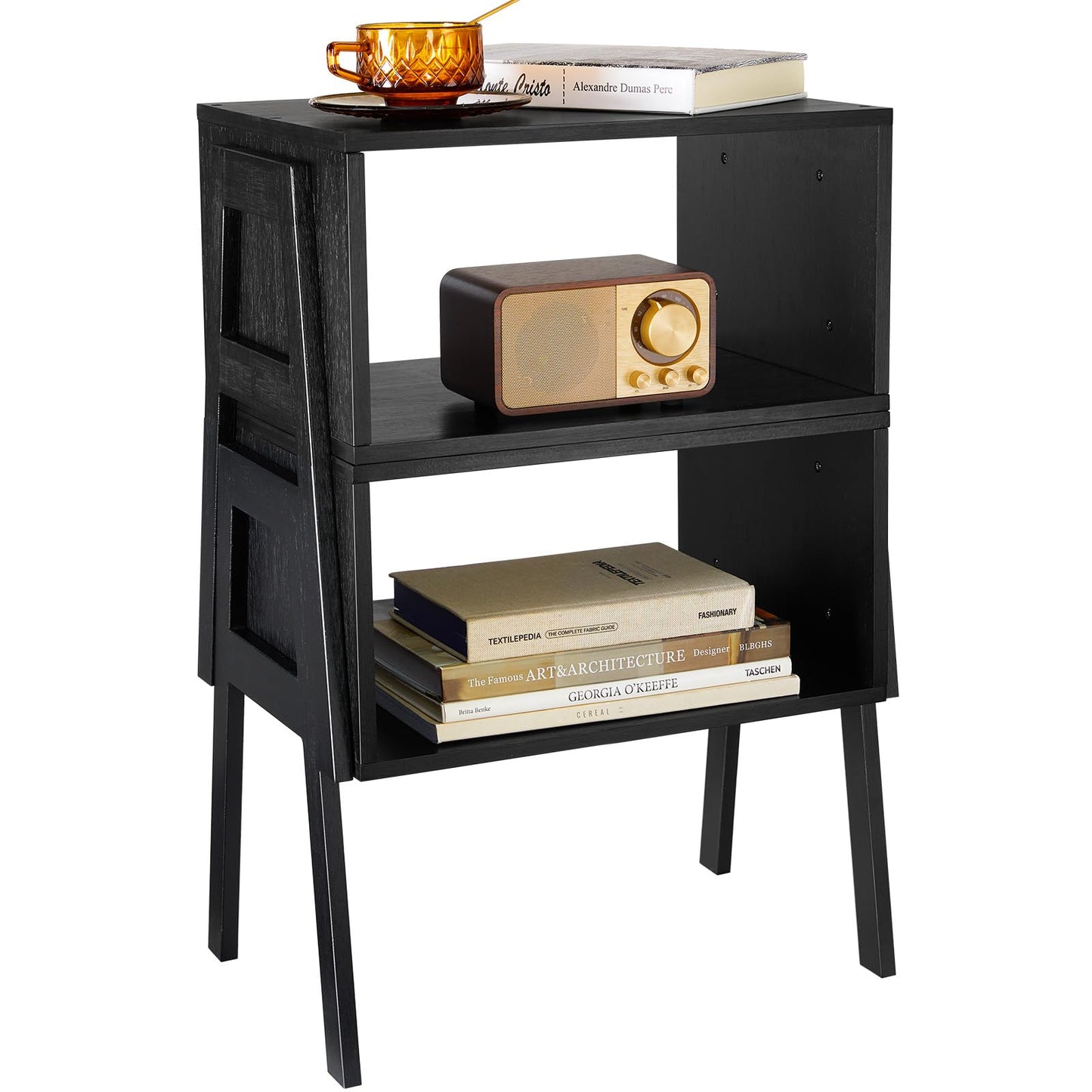 Pipishell Bamboo Stackable End Tables, Living Room Nightstand, Bedside Tables for Bedroom Storage, Set of 2