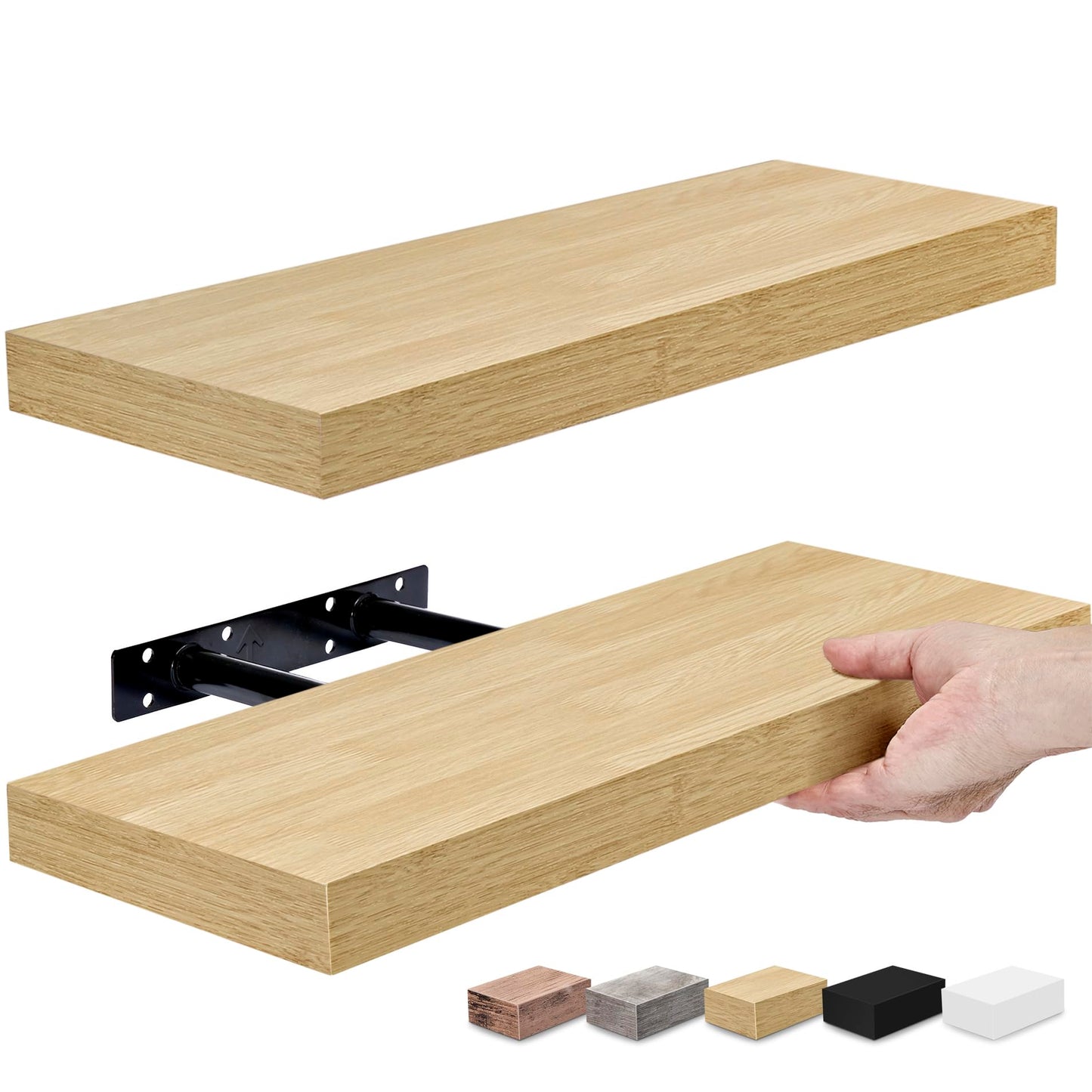 Sorbus Floating Shelves for Wall, Bathroom Shelves Wall Mounted for Kitchen, Bedroom, Bathroom Storage Over Toilet, Hanging Book Shelf for Wall Home Decor Living Room (Grey, 3 Pack)