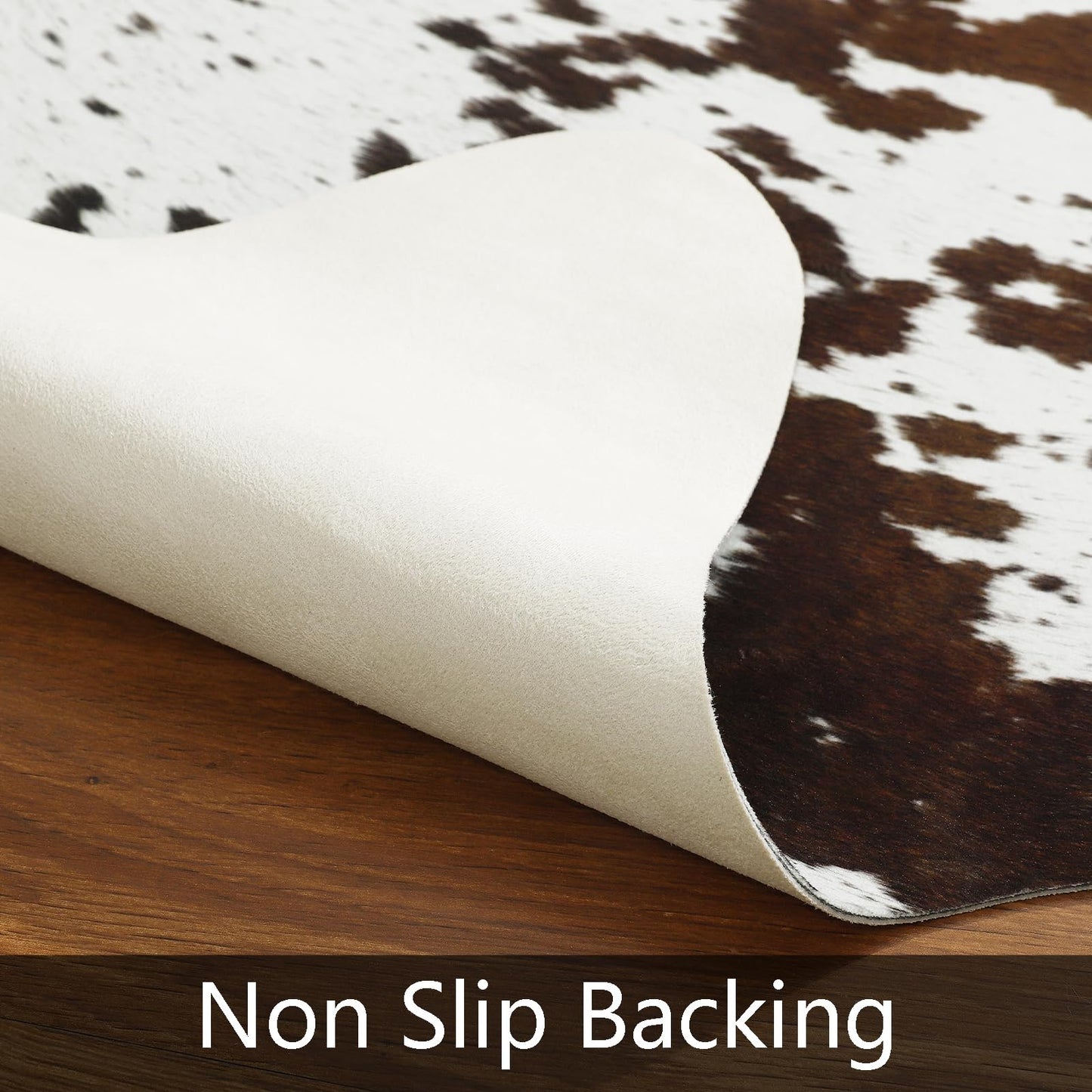 AROGAN Premium Faux Cowhide Rug 4.6 x 5.2 Feet, Sturdy and Large Size Cow Print Rugs, Suitable for Bedroom Living Room Western Decor
